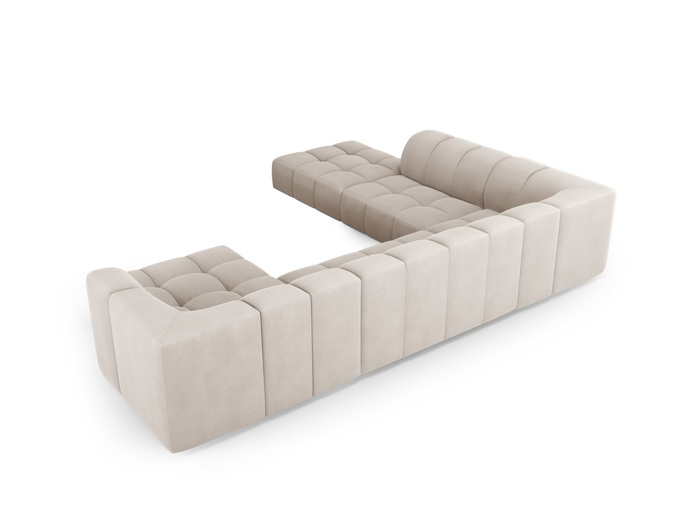 Cosmopolitan Design venstrevendt panoramamodulhjørnesofa, "Moritz", 7-seter, 329 × 276 × 70 cm, Rebel, svarte plastben