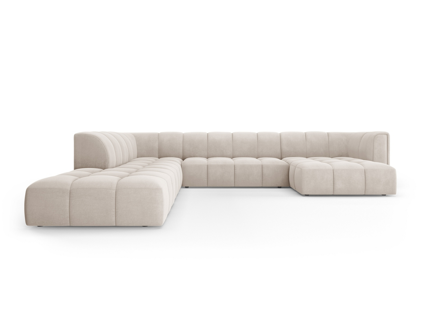 Cosmopolitan Design venstrevendt panoramamodulhjørnesofa, "Moritz", 7-seter, 329 × 276 × 70 cm, Rebel, svarte plastben