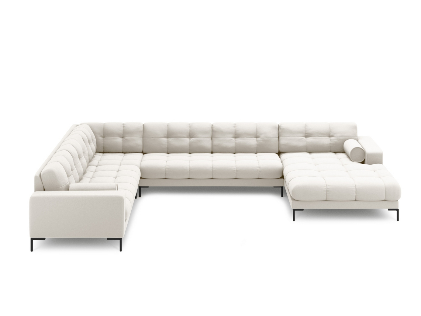 Cosmopolitan Design venstrevendt panoramahjørnesofa, "Bali", 7-seter, 327 × 256 × 75 cm, Neve, svarte metallben