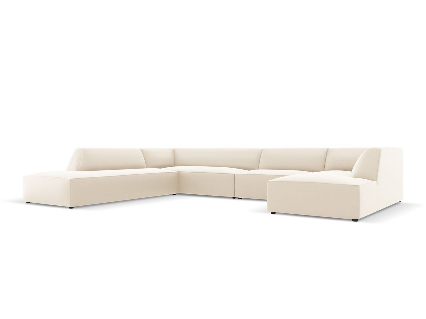 Cosmopolitan Design venstrevendt kunstlærpanoramamodulhjørnesofa, "Siena", 7-seter, 366 × 273 × 69 cm, Pacifico, svarte plastben