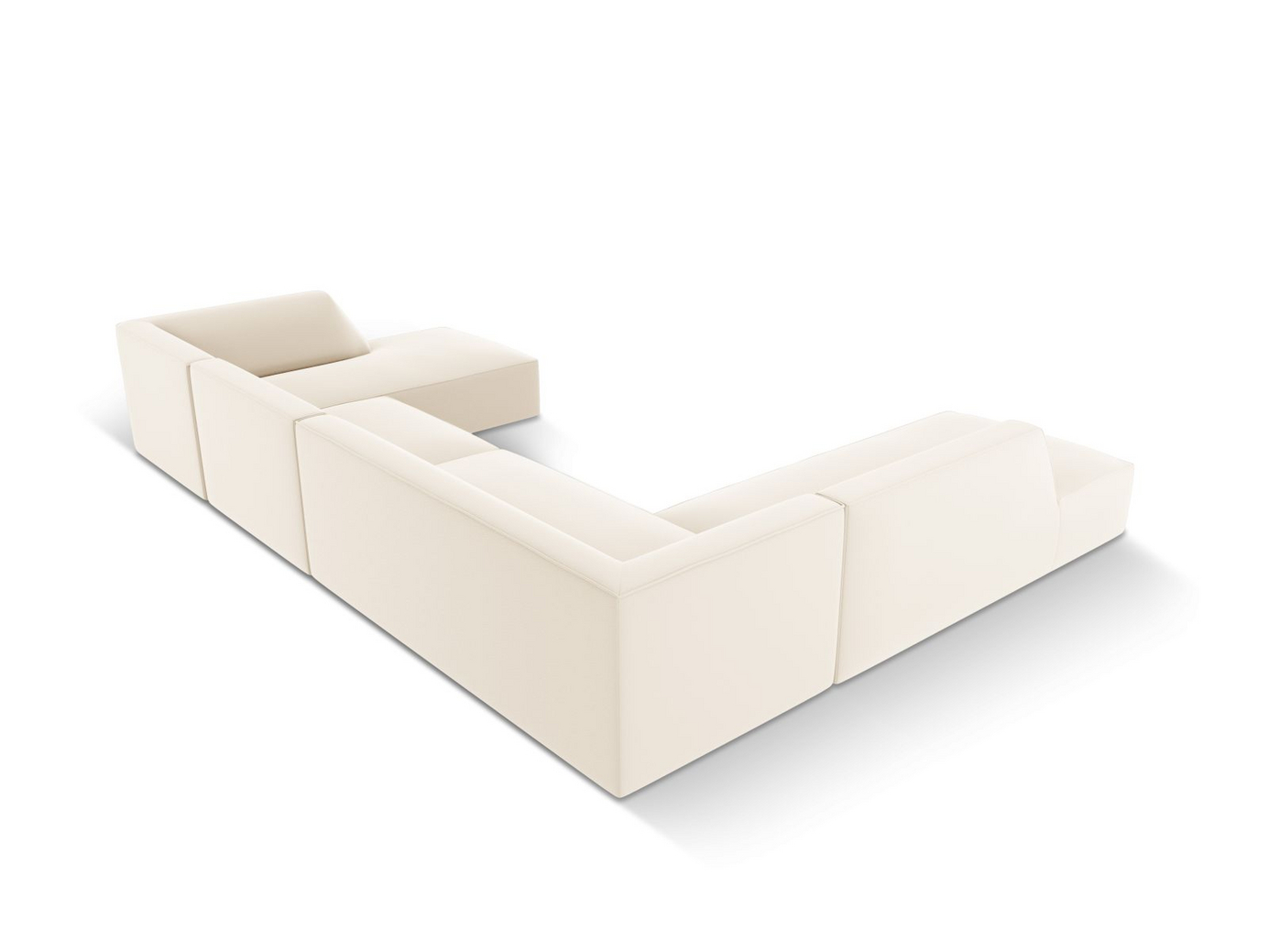 Cosmopolitan Design venstrevendt kunstlærpanoramamodulhjørnesofa, "Siena", 7-seter, 366 × 273 × 69 cm, Pacifico, svarte plastben