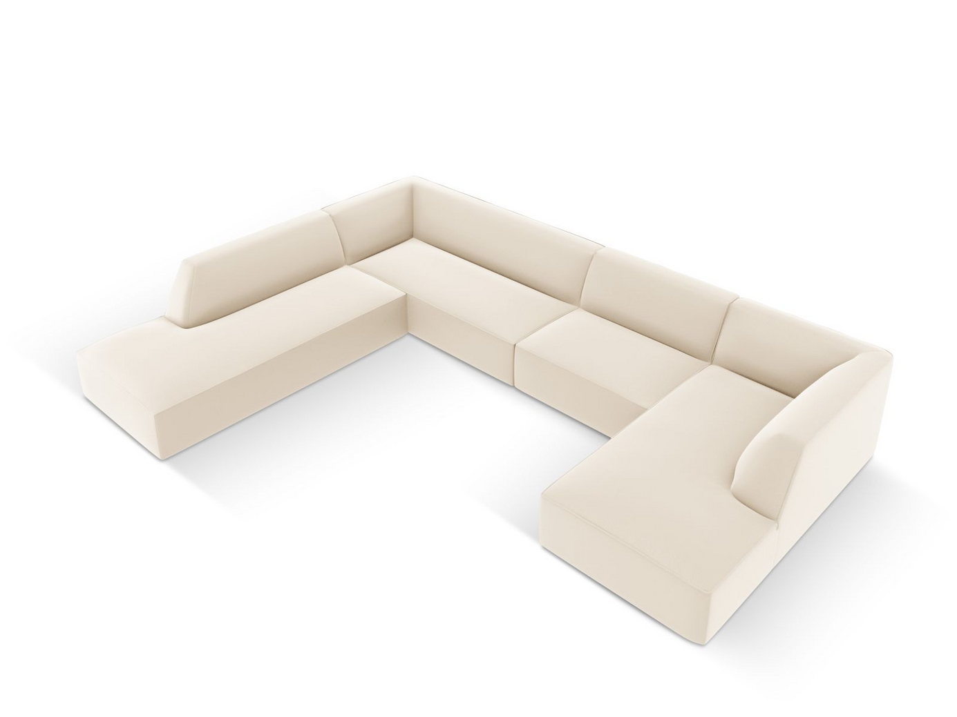Cosmopolitan Design venstrevendt kunstlærpanoramamodulhjørnesofa, "Siena", 7-seter, 366 × 273 × 69 cm, Pacifico, svarte plastben