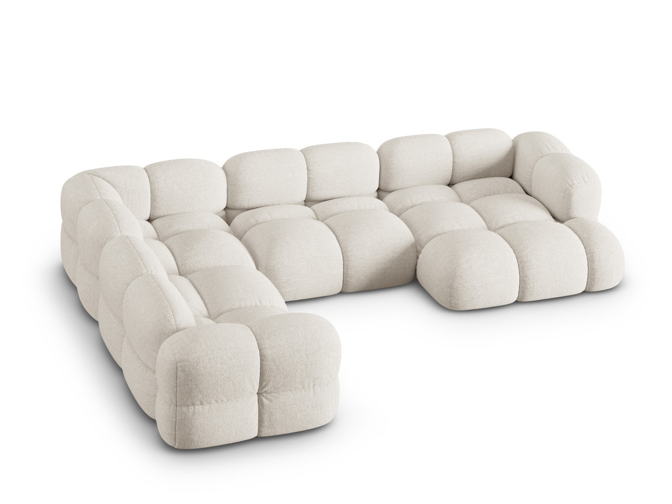 Cosmopolitan Design venstrevendt panoramahjørnesofa, "Loretto", 5-seter, 345 × 250 × 68 cm, Sorella, svarte plastben