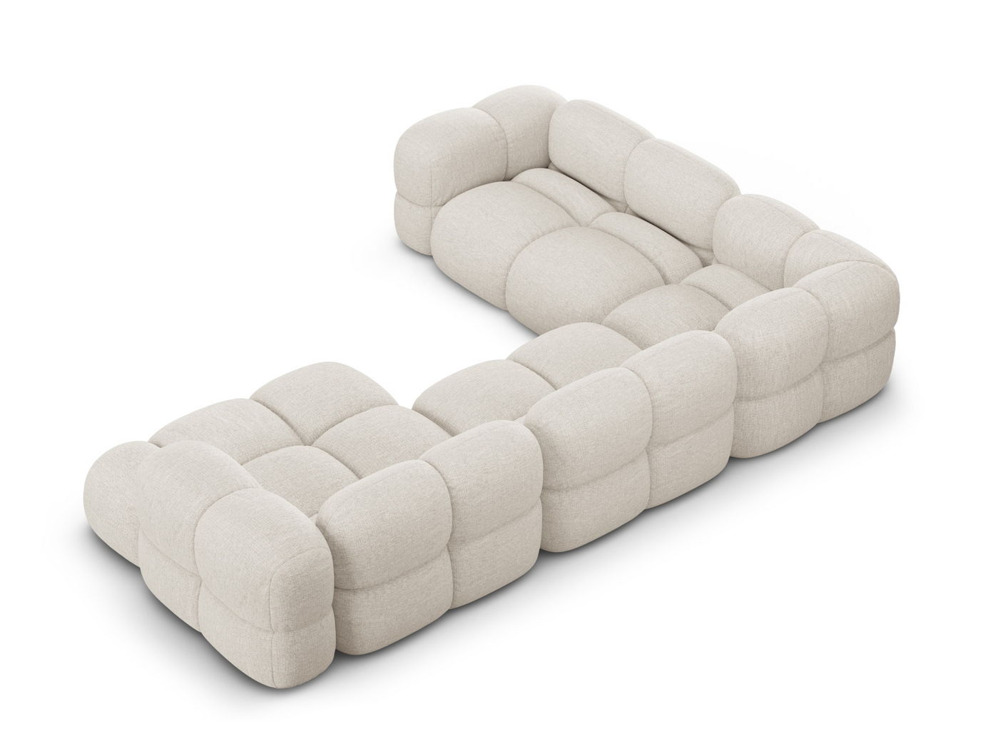 Cosmopolitan Design venstrevendt panoramahjørnesofa, "Loretto", 5-seter, 345 × 250 × 68 cm, Sorella, svarte plastben