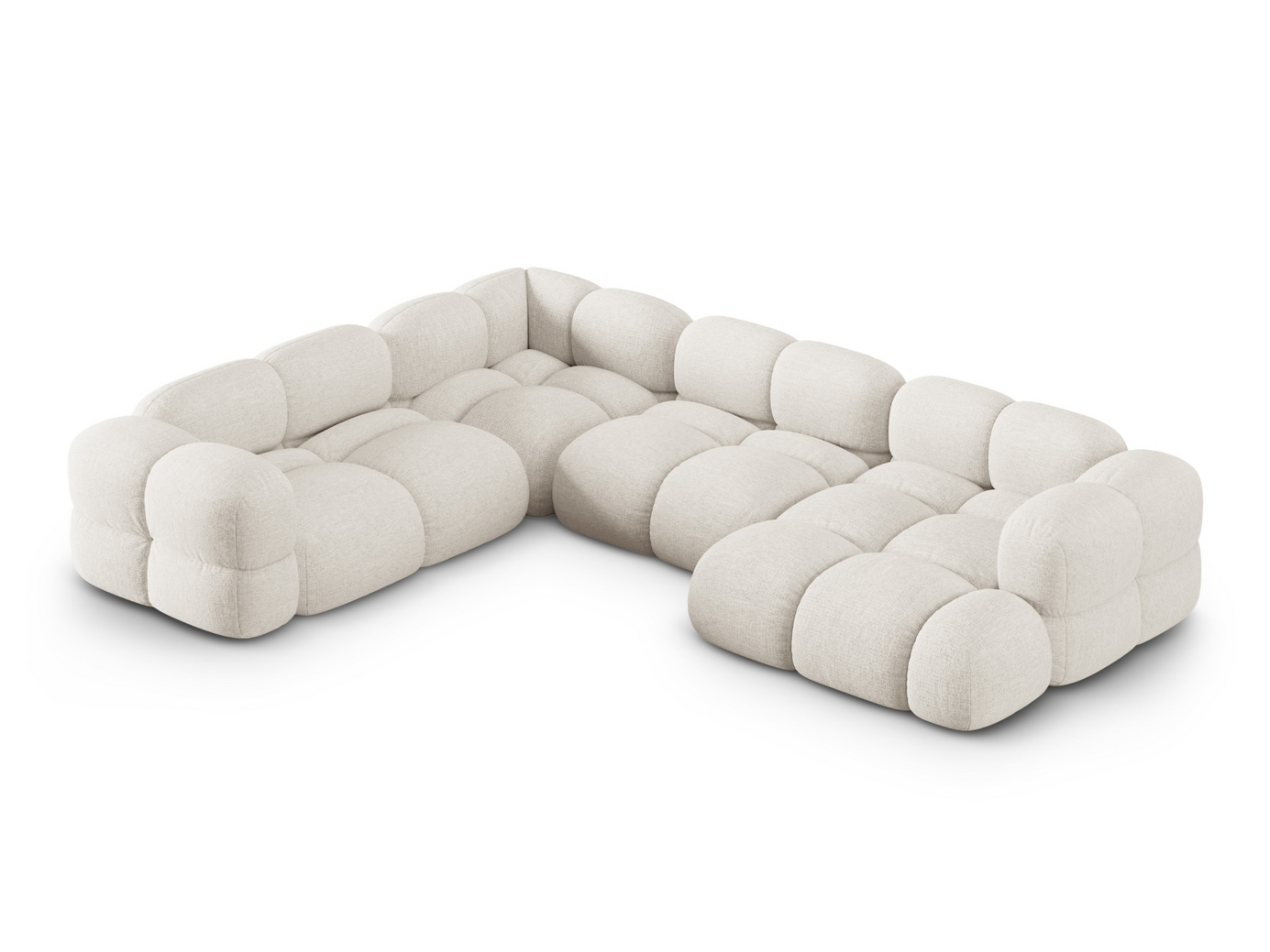 Cosmopolitan Design venstrevendt panoramahjørnesofa, "Loretto", 5-seter, 345 × 250 × 68 cm, Sorella, svarte plastben