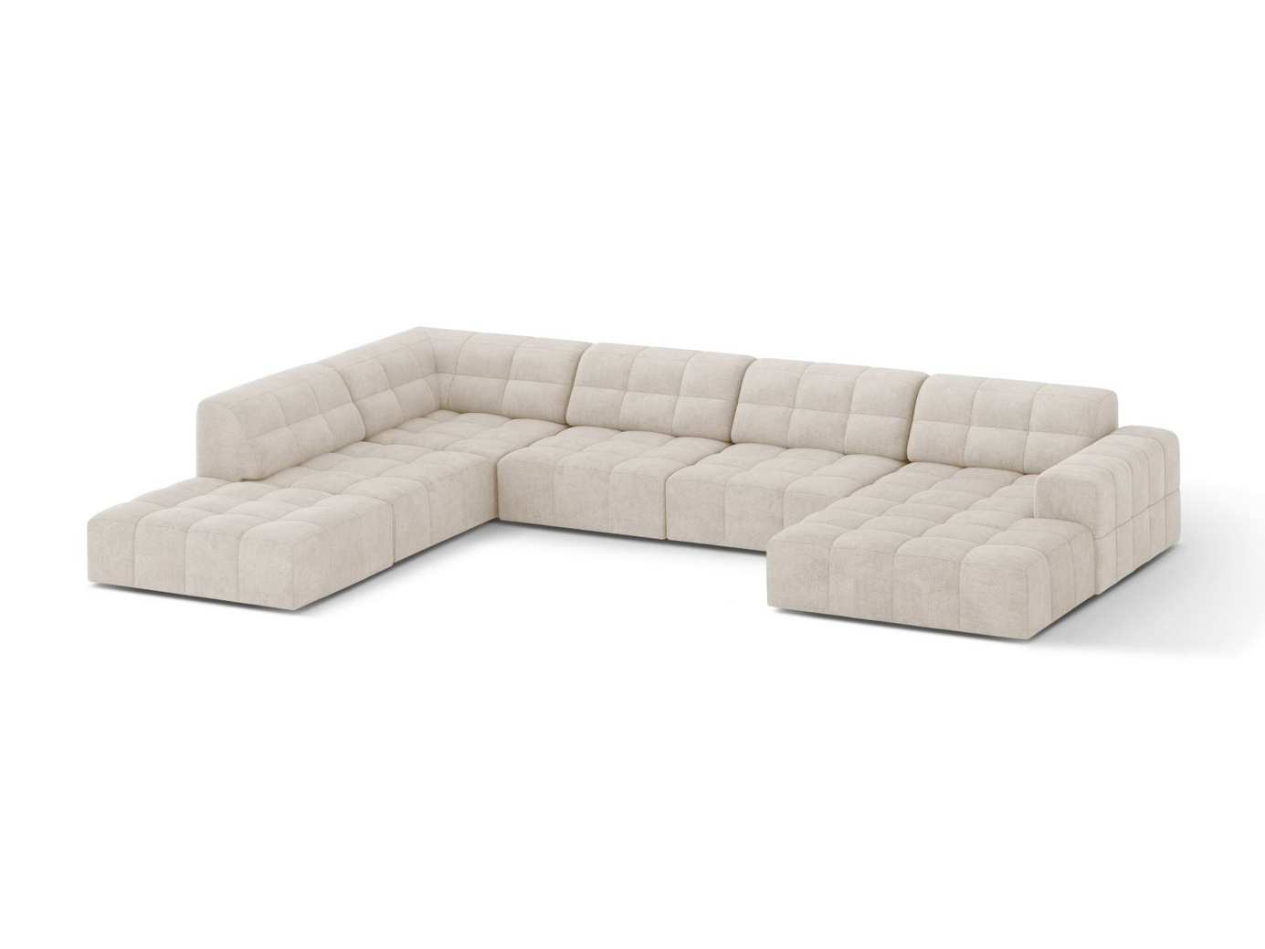 Cosmopolitan Design venstrevendt panoramahjørnesofa, "Chicago", 7-seter, 375 × 263 × 78 cm, Eden 10, svarte plastben
