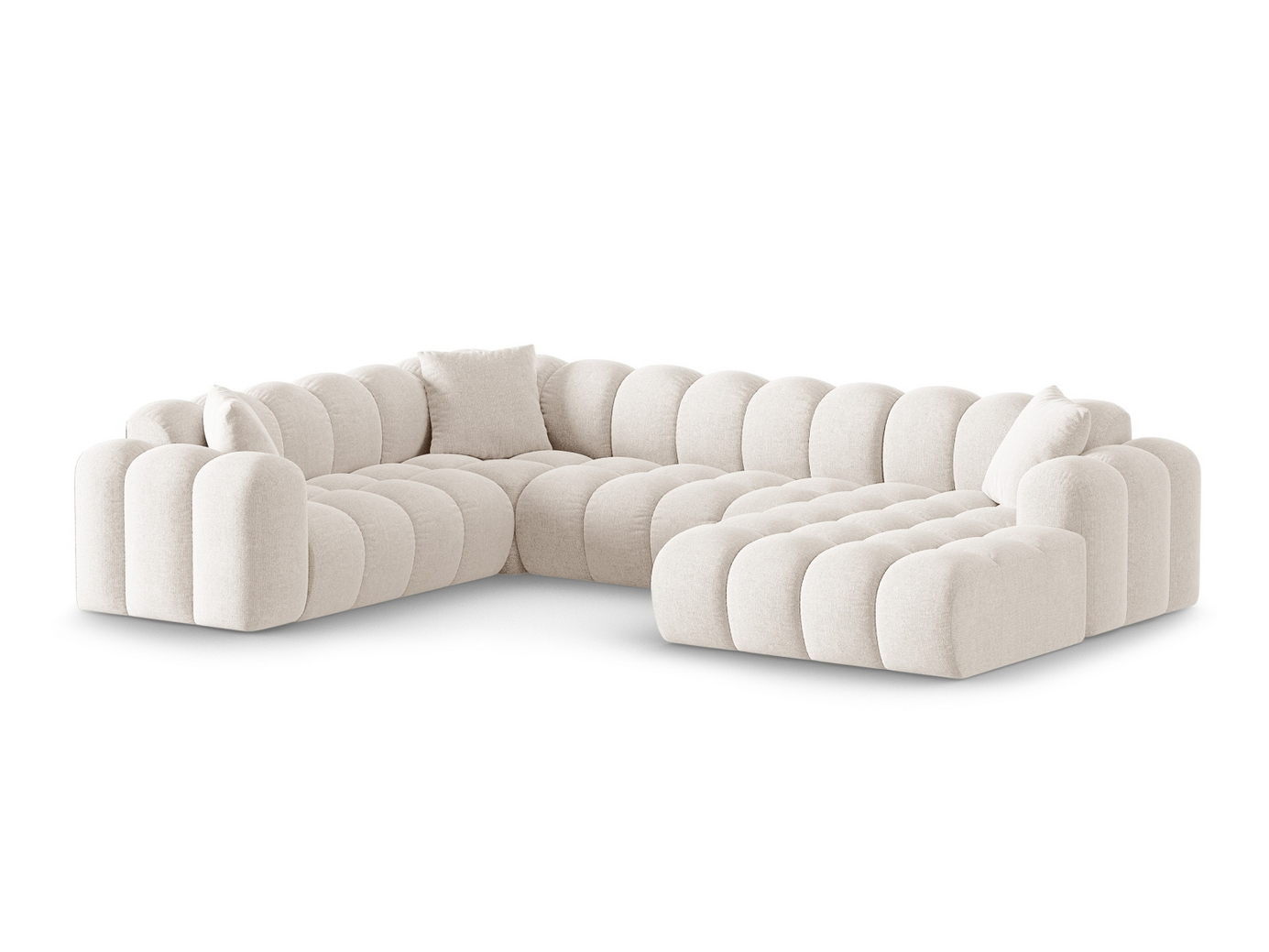 Cosmopolitan Design venstrevendt panoramahjørnesofa, "Treno", 4-seter, 330 × 240 × 70 cm, Eden 10, svarte plastben