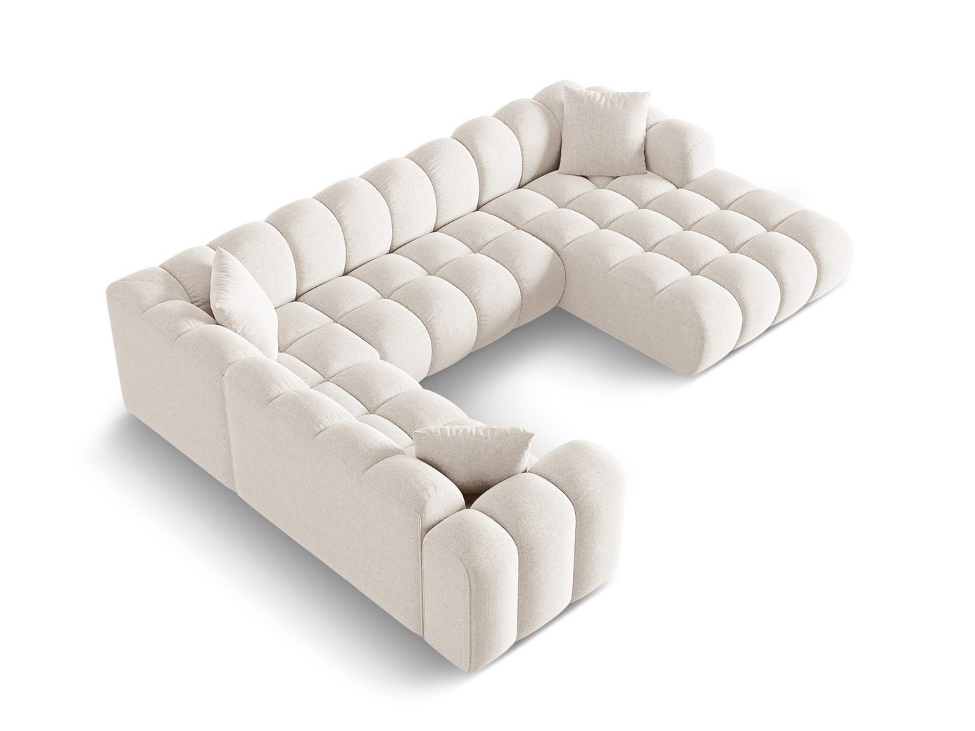 Cosmopolitan Design venstrevendt panoramahjørnesofa, "Treno", 4-seter, 330 × 240 × 70 cm, Eden 10, svarte plastben
