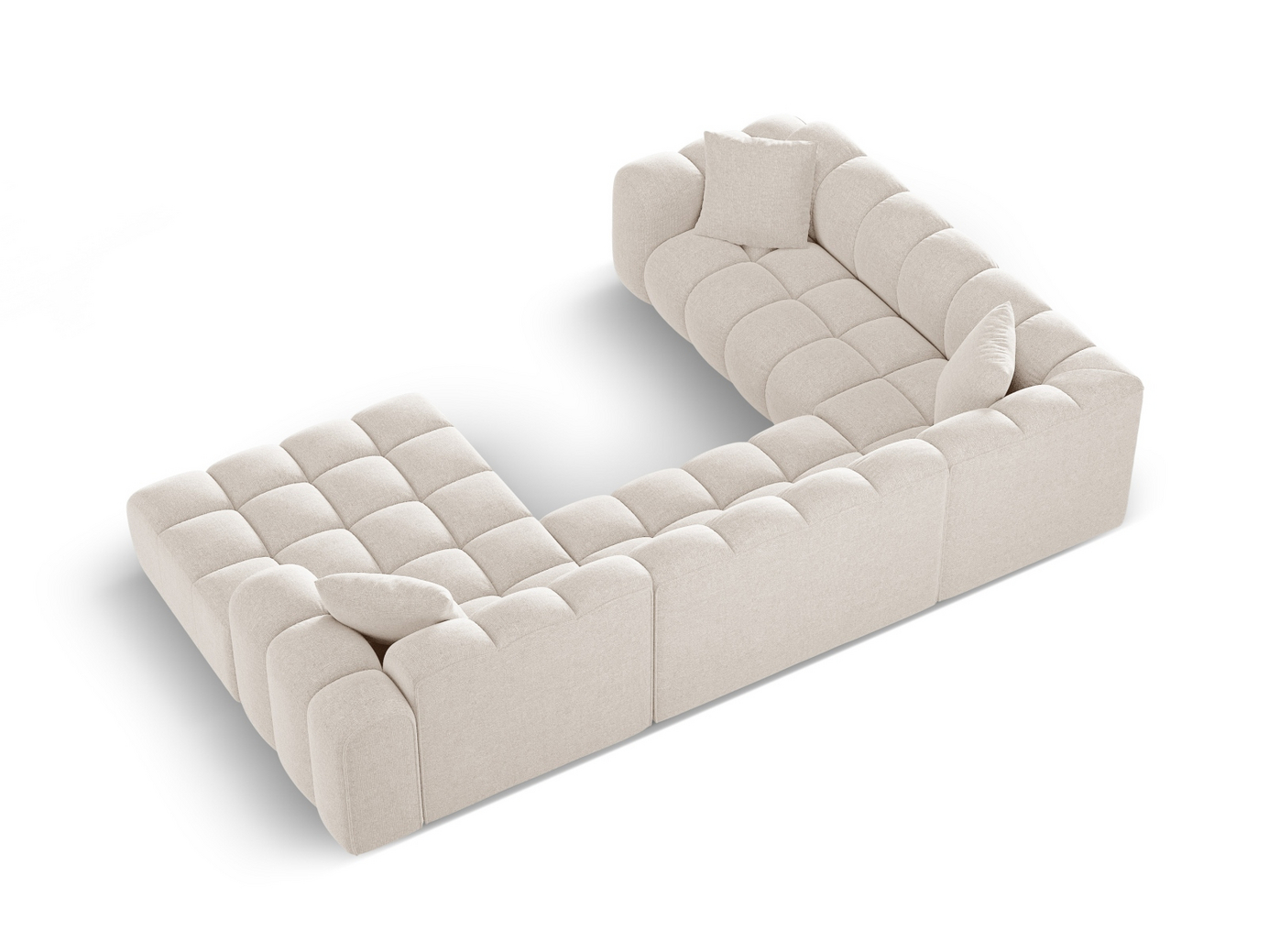 Cosmopolitan Design venstrevendt panoramahjørnesofa, "Treno", 4-seter, 330 × 240 × 70 cm, Eden 10, svarte plastben