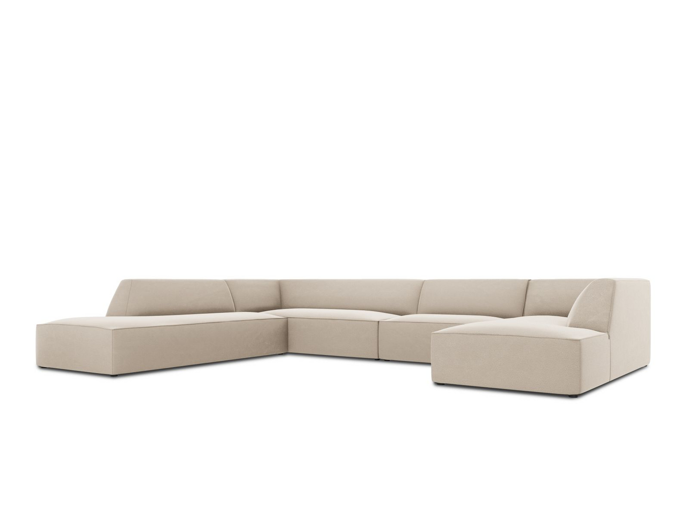Cosmopolitan Design venstrevendt fløyelspanoramahjørnesofa, "Siena", 7-seter, 366 × 273 × 69 cm, Salvador, svarte plastben, Variant UL_44