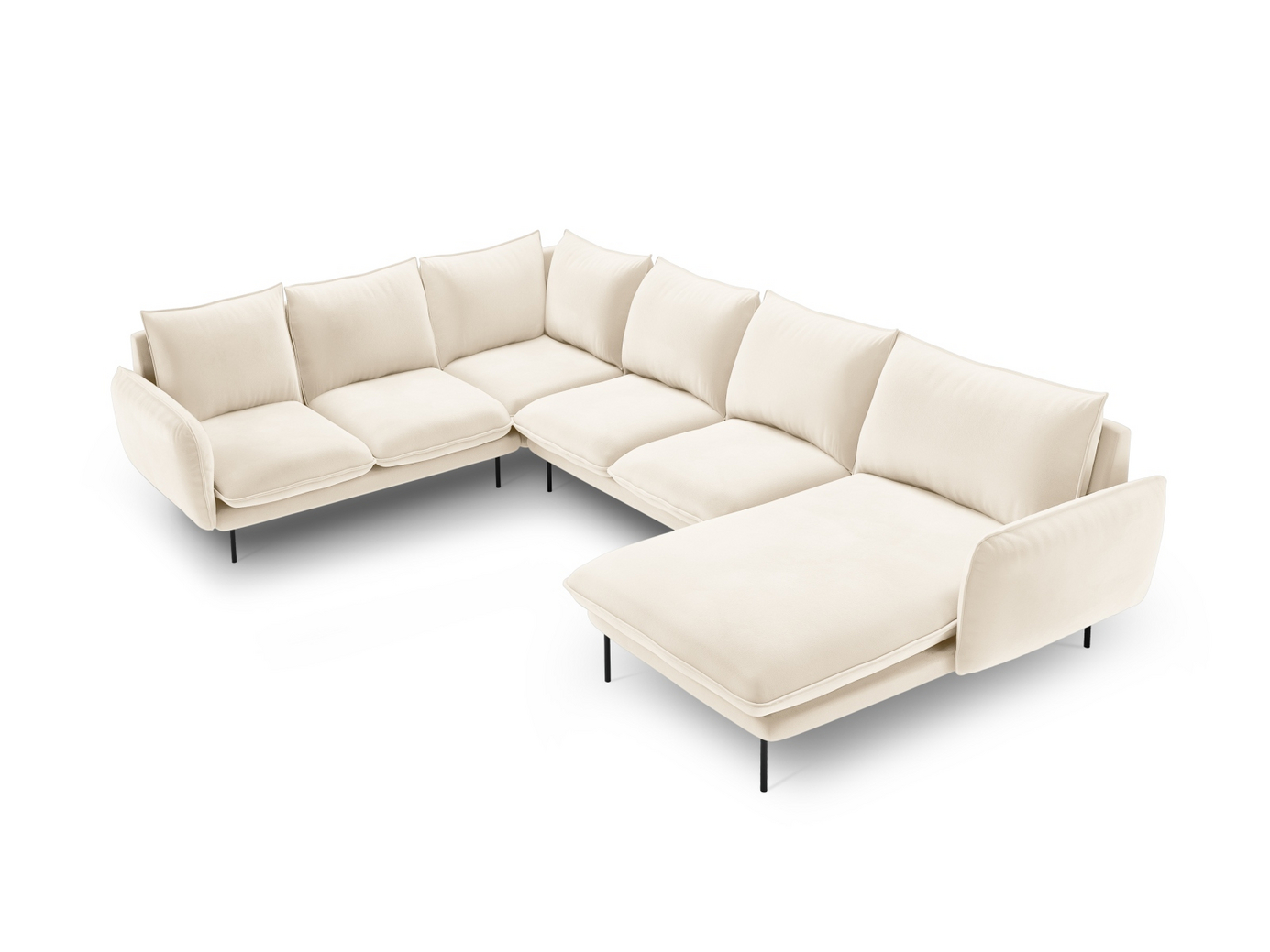 Cosmopolitan Design venstrevendt fløyelspanoramahjørnesofa, 