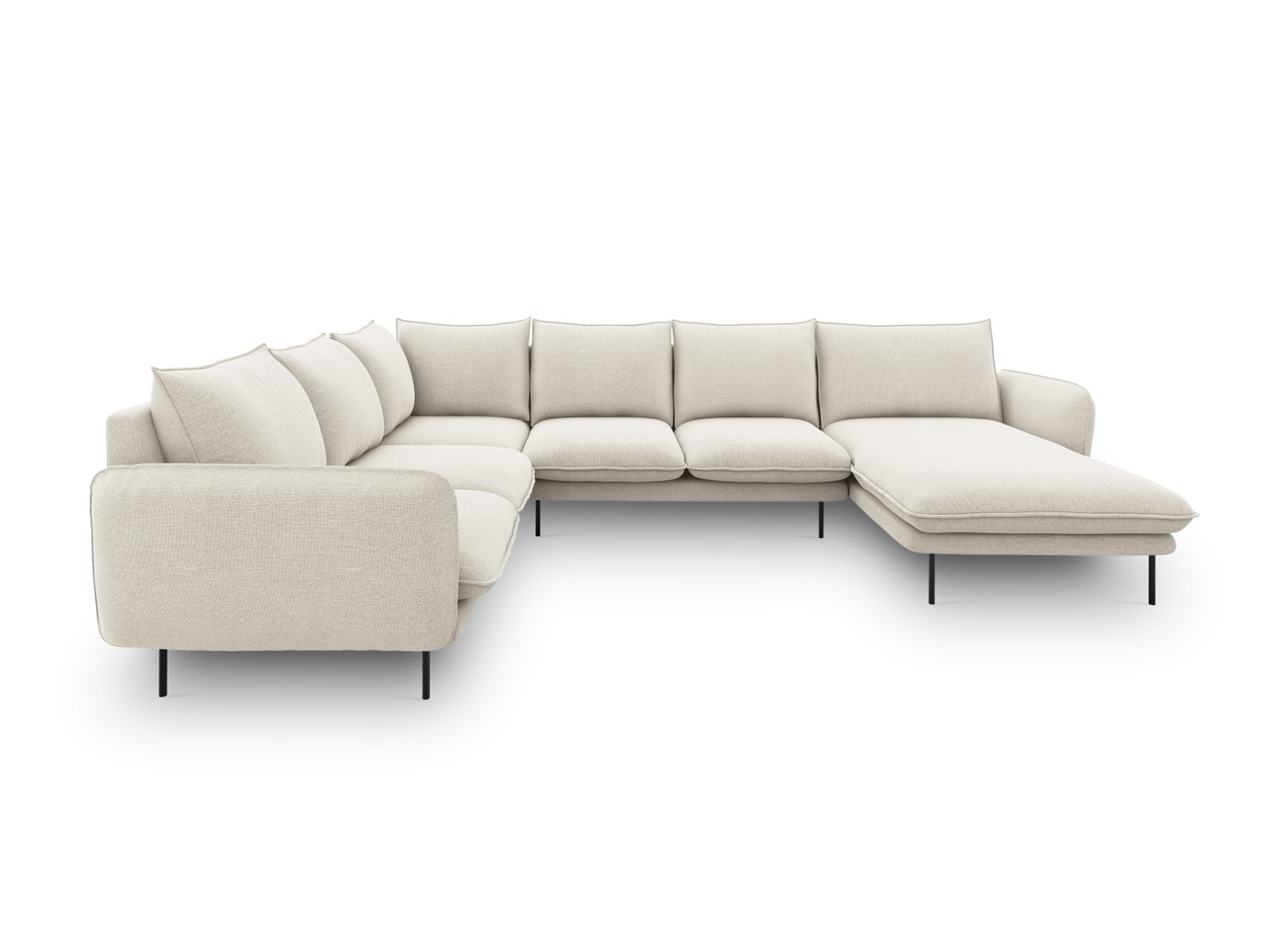 Cosmopolitan Design venstrevendt panoramahjørnesofa, "Vienna", 7-seter, 330 × 235 × 95 cm, Positano, svarte metallben