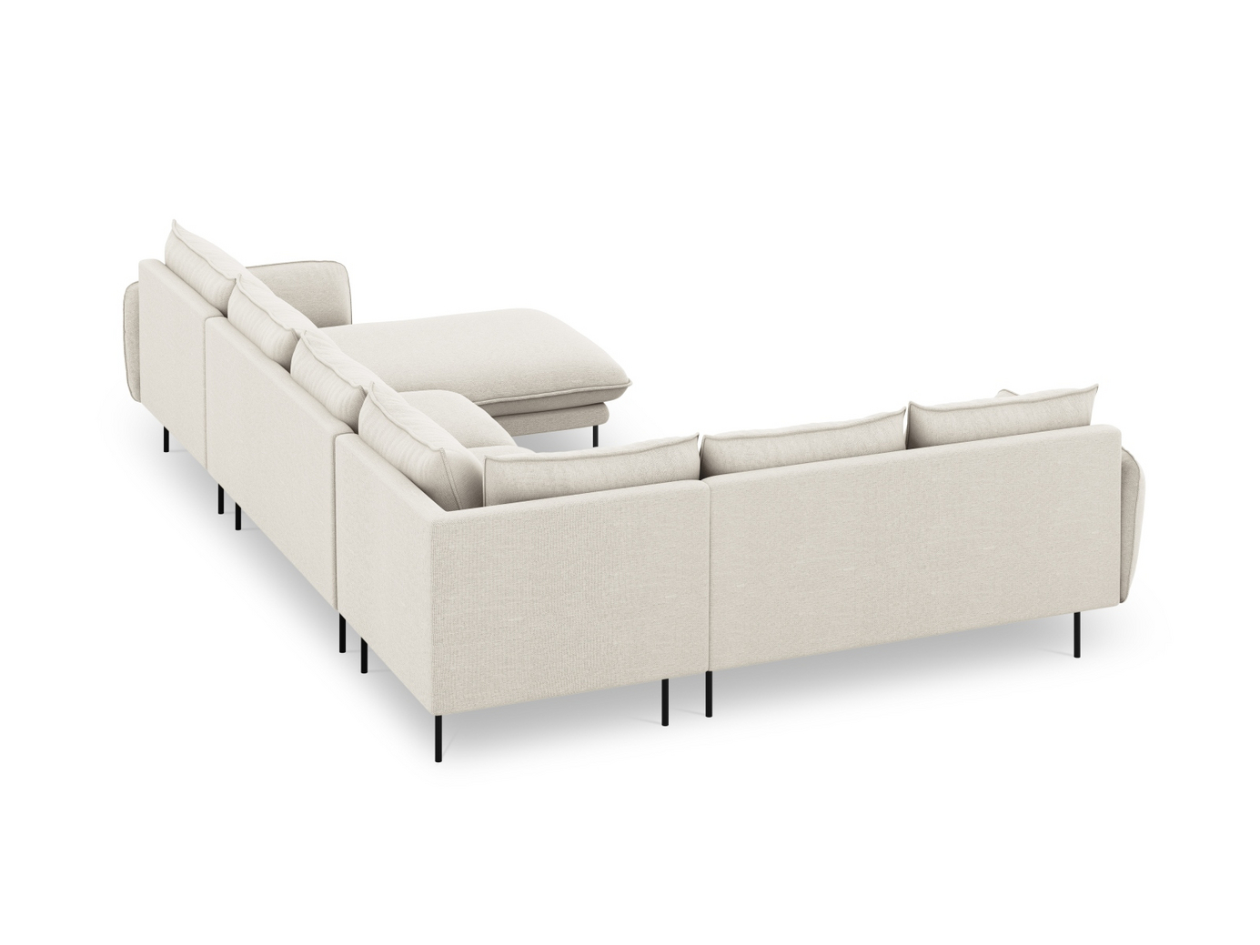 Cosmopolitan Design venstrevendt panoramahjørnesofa, "Vienna", 7-seter, 330 × 235 × 95 cm, Positano, svarte metallben