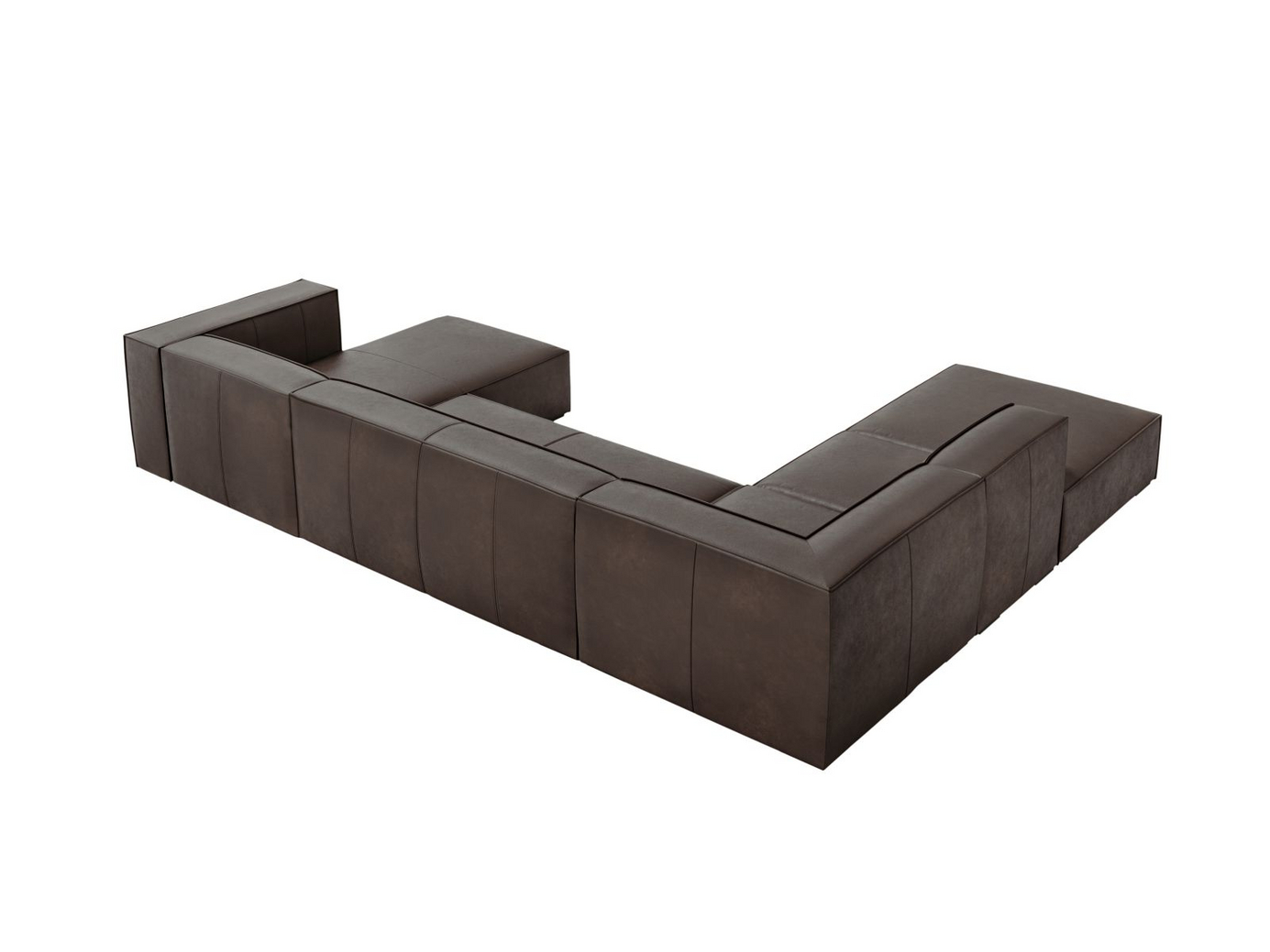 Cosmopolitan Design venstrevendt ekte skinn panoramahjørnesofa, "Turin", 6-seter, 365 × 270 × 68 cm, Granada, ben i svart bøk