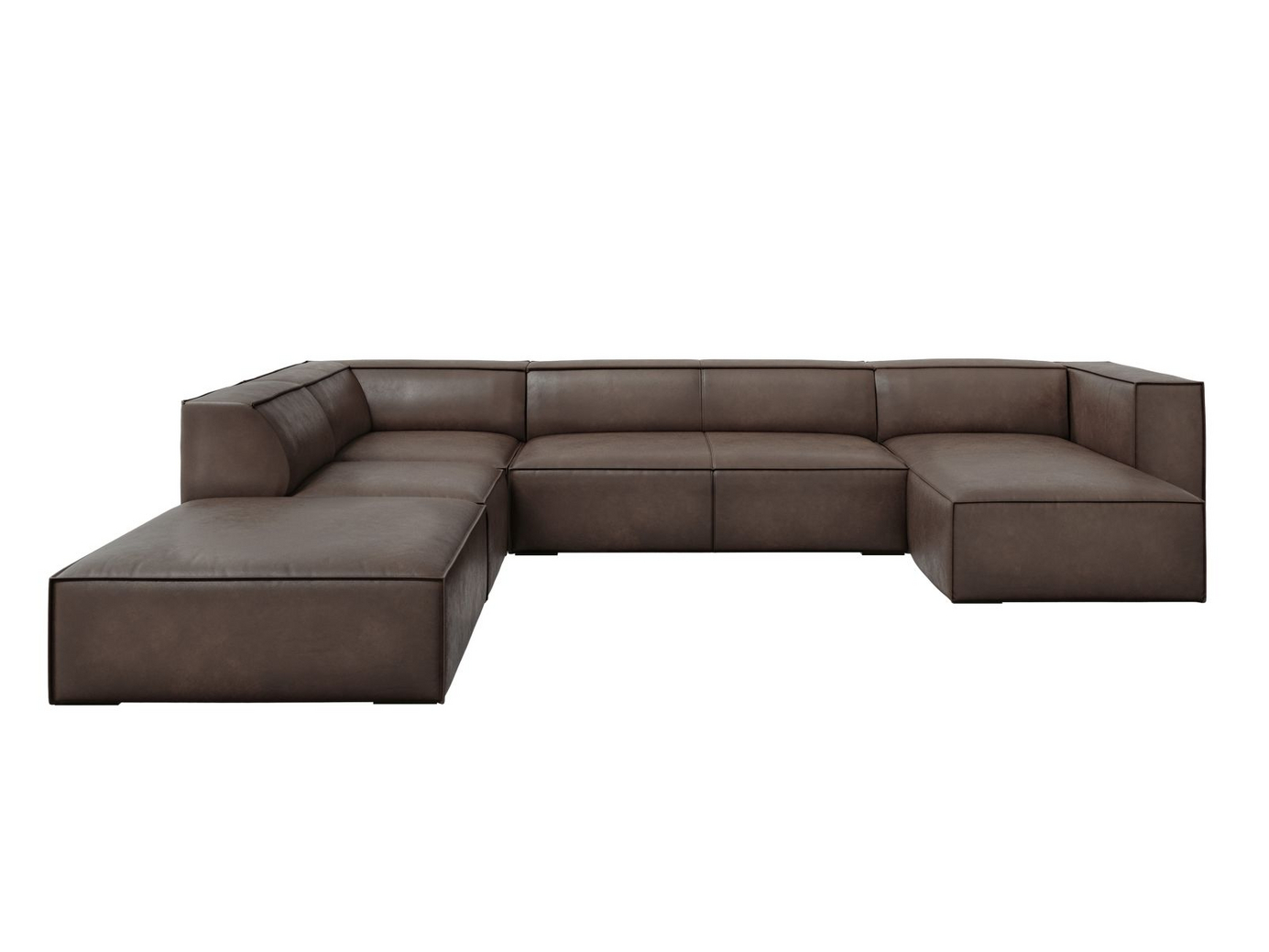 Cosmopolitan Design venstrevendt ekte skinn panoramahjørnesofa, 