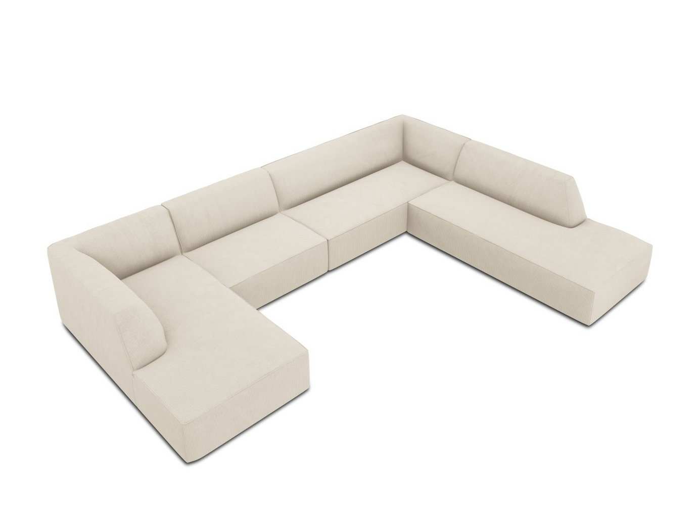 Cosmopolitan Design høyrevendt panoramahjørnesofa, "Siena", 7-seter, 366 × 273 × 69 cm, Scala, svarte plastben
