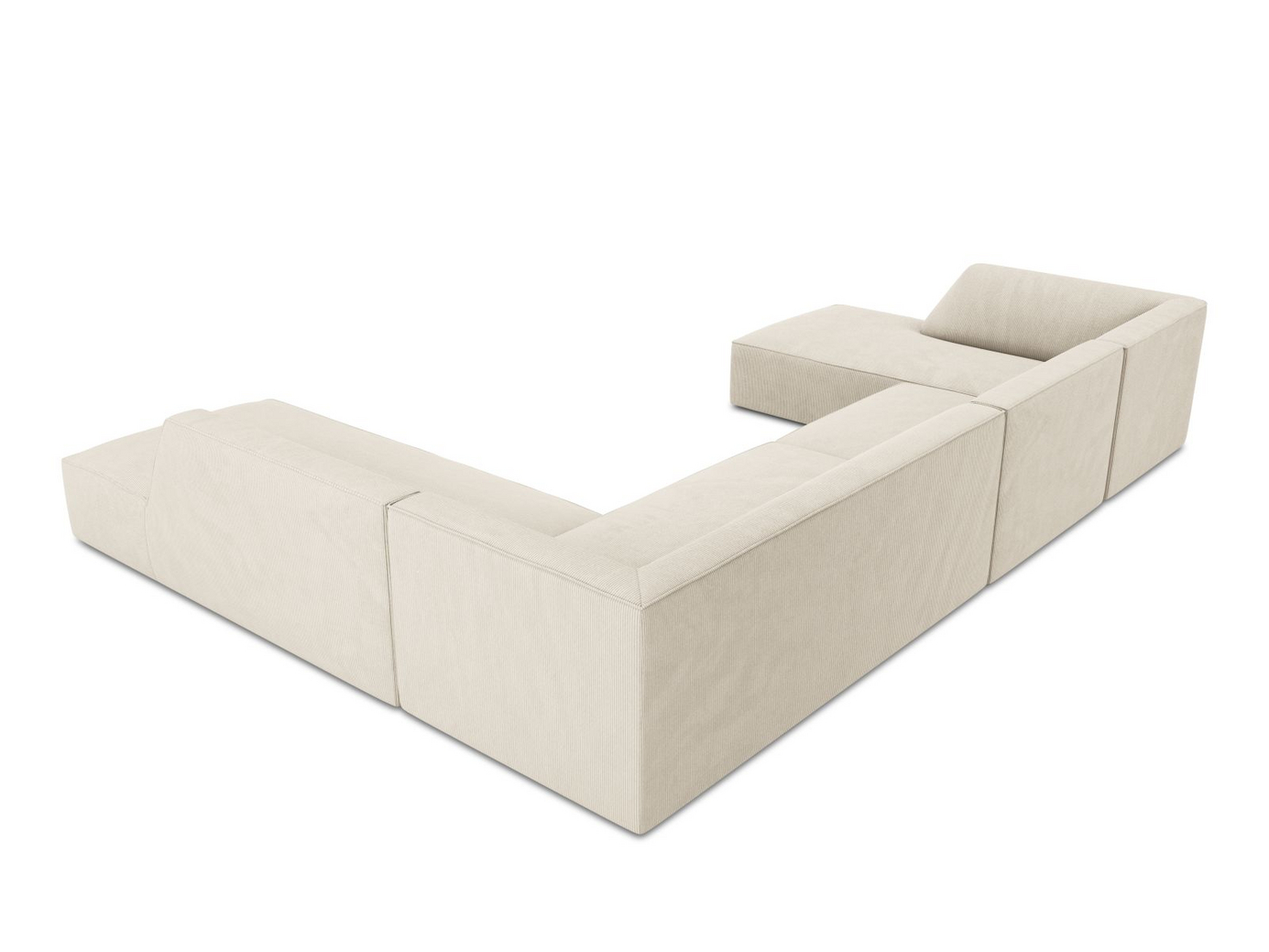 Cosmopolitan Design høyrevendt panoramahjørnesofa, "Siena", 7-seter, 366 × 273 × 69 cm, Scala, svarte plastben