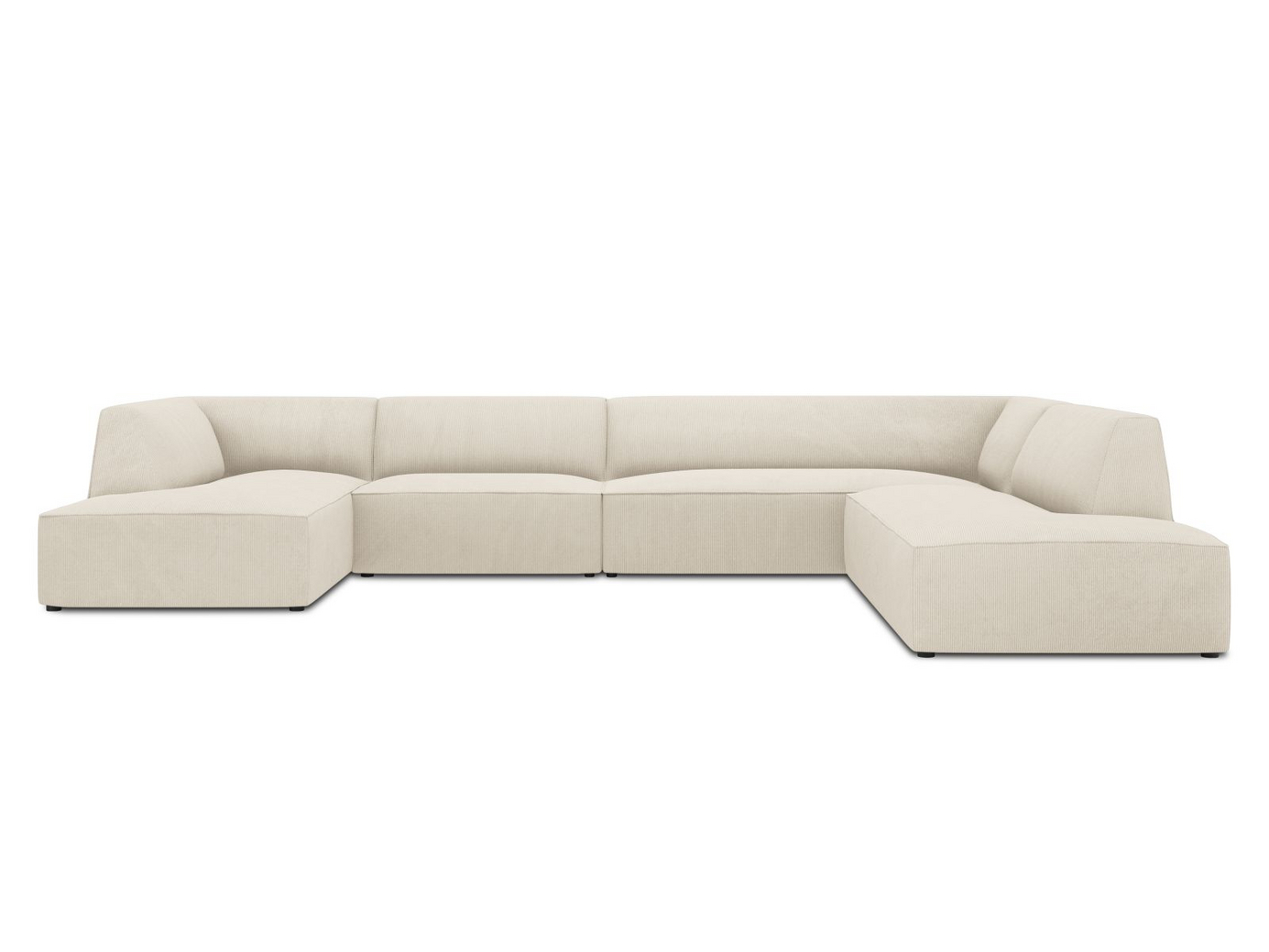 Cosmopolitan Design høyrevendt panoramahjørnesofa, "Siena", 7-seter, 366 × 273 × 69 cm, Scala, svarte plastben
