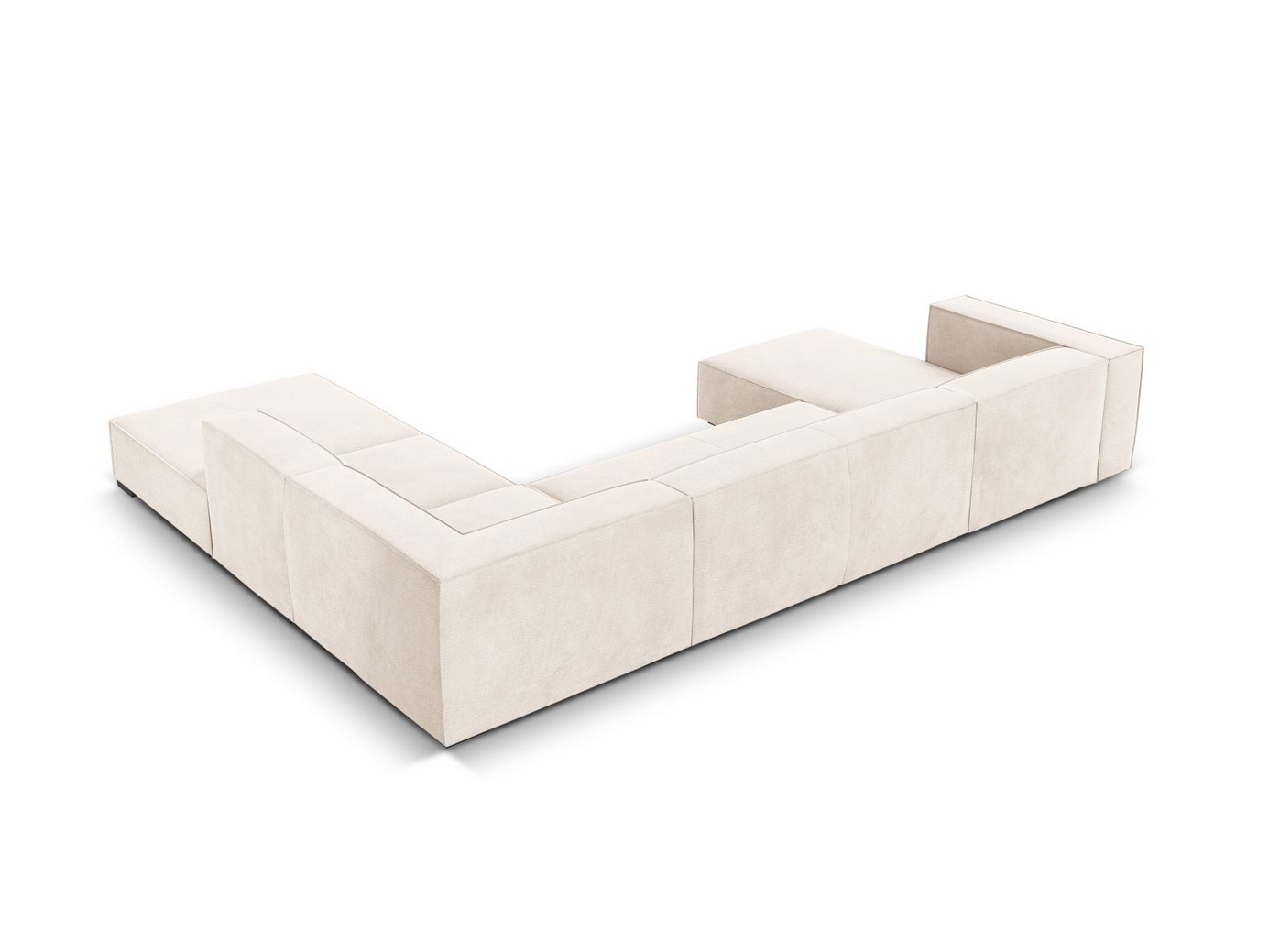 Cosmopolitan Design høyrevendt panoramahjørnesofa, "Turin", 6-seter, 365 × 270 × 68 cm, Rosario, ben i svart bøk
