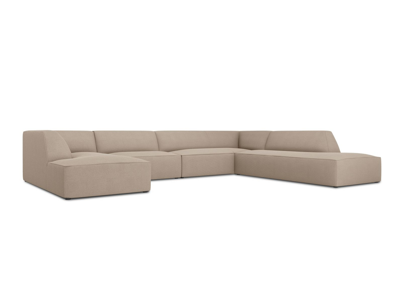 Cosmopolitan Design høyrevendt panoramahjørnesofa, "Siena", 7-seter, 366 × 273 × 69 cm, Ottawa, svarte plastben