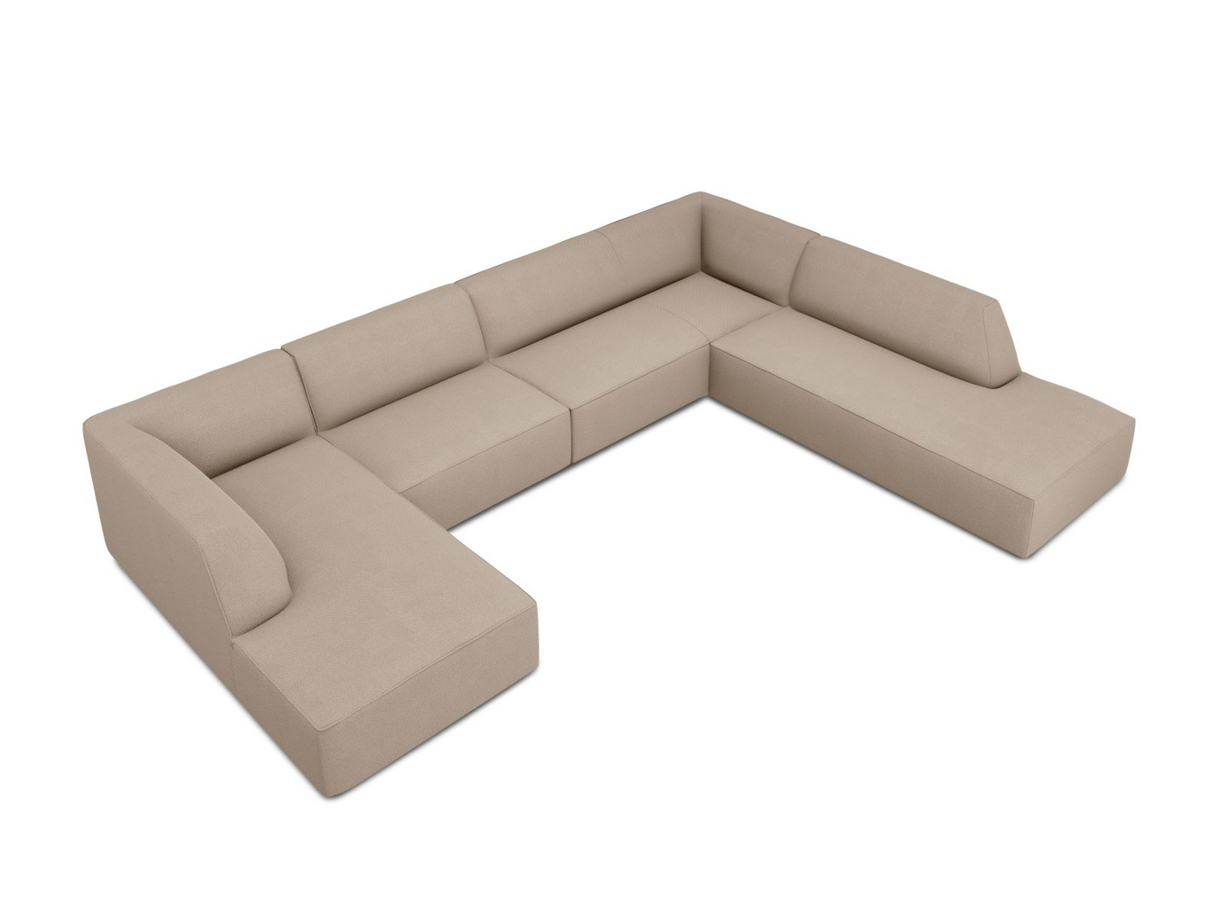 Cosmopolitan Design høyrevendt panoramahjørnesofa, "Siena", 7-seter, 366 × 273 × 69 cm, Ottawa, svarte plastben