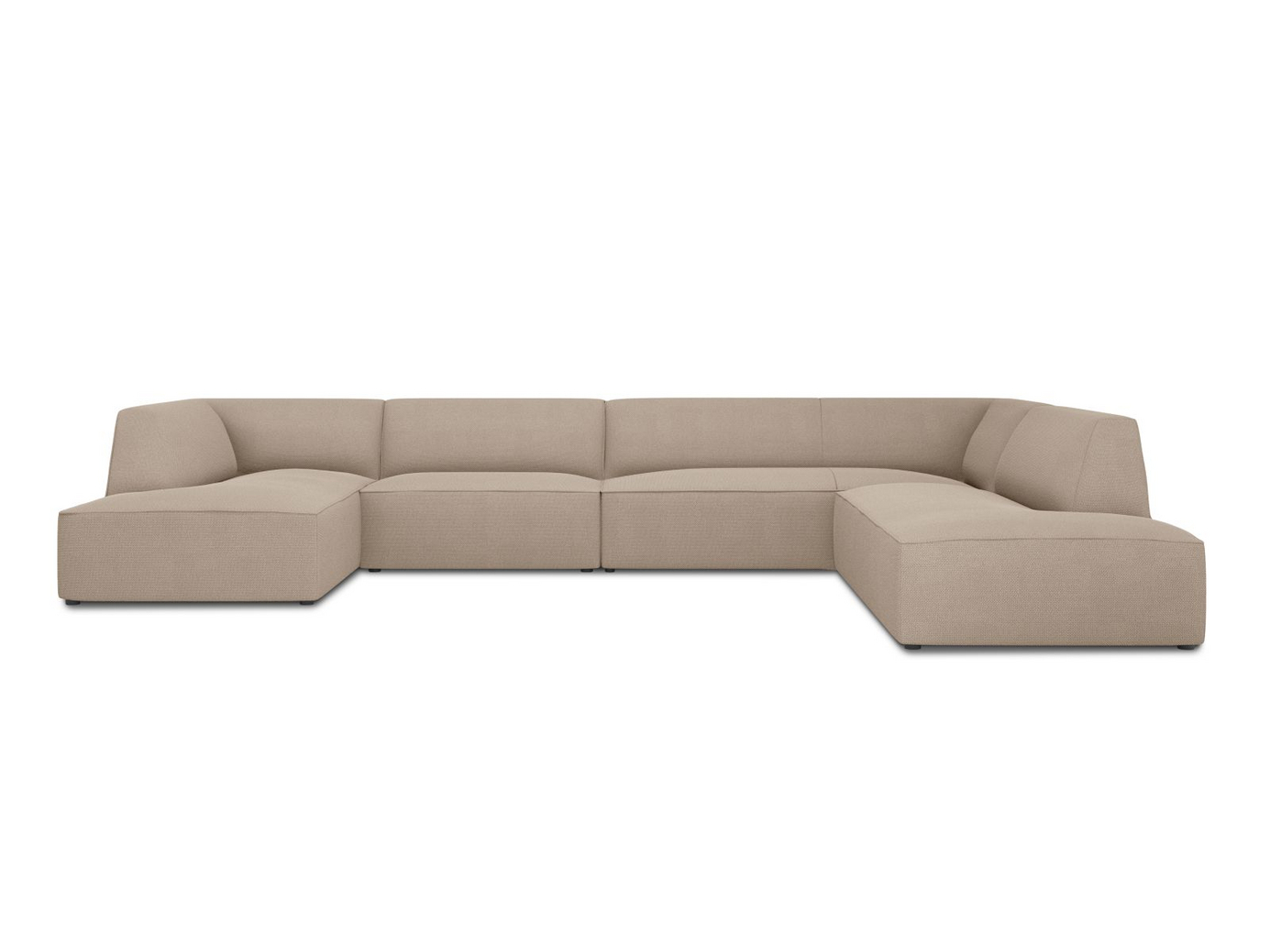 Cosmopolitan Design høyrevendt panoramahjørnesofa, "Siena", 7-seter, 366 × 273 × 69 cm, Ottawa, svarte plastben