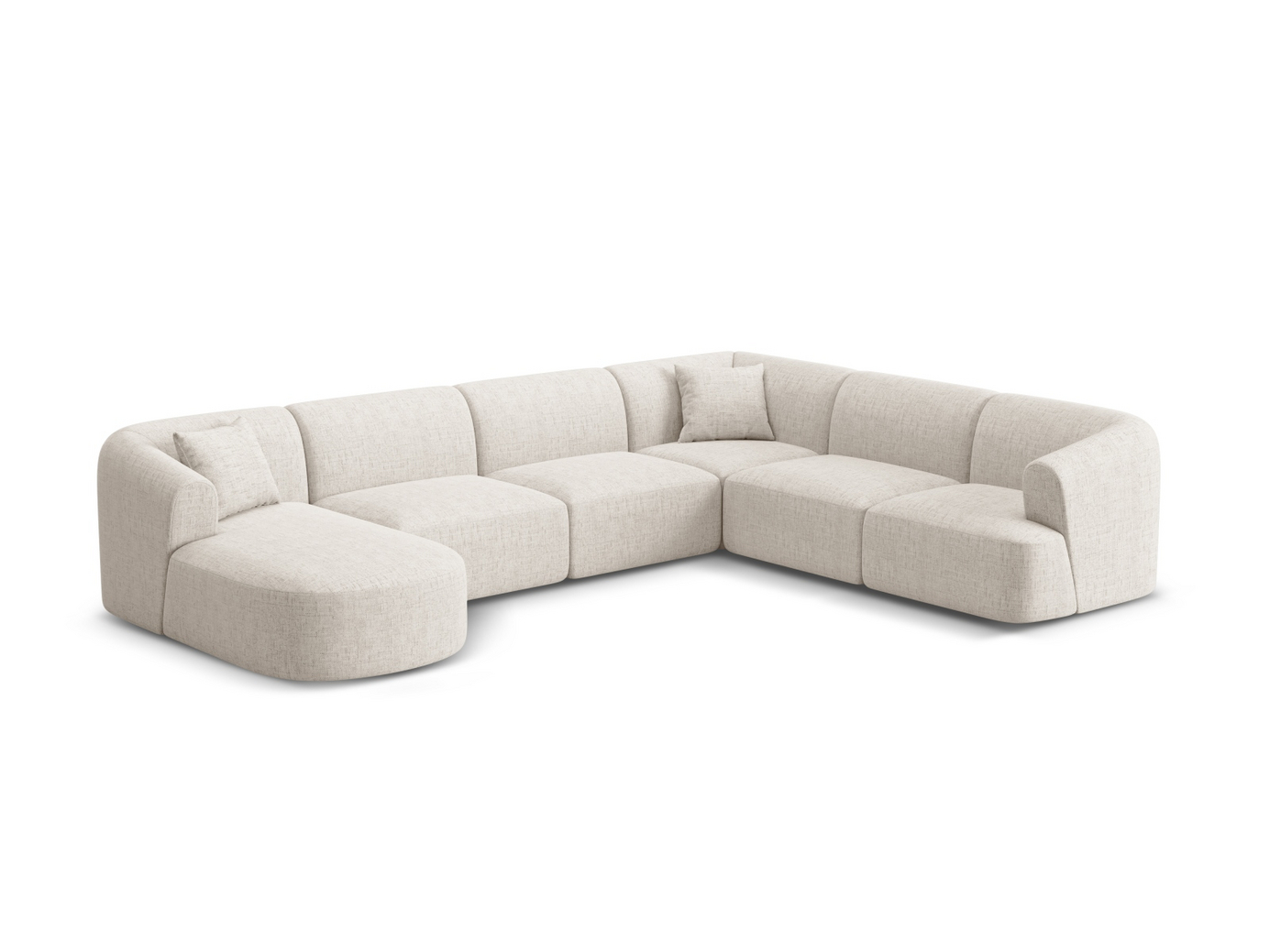 Cosmopolitan Design høyrevendt panoramamodulhjørnesofa, "Campi", 7-seter, 330 × 255 × 70 cm, Moly, svarte plastben