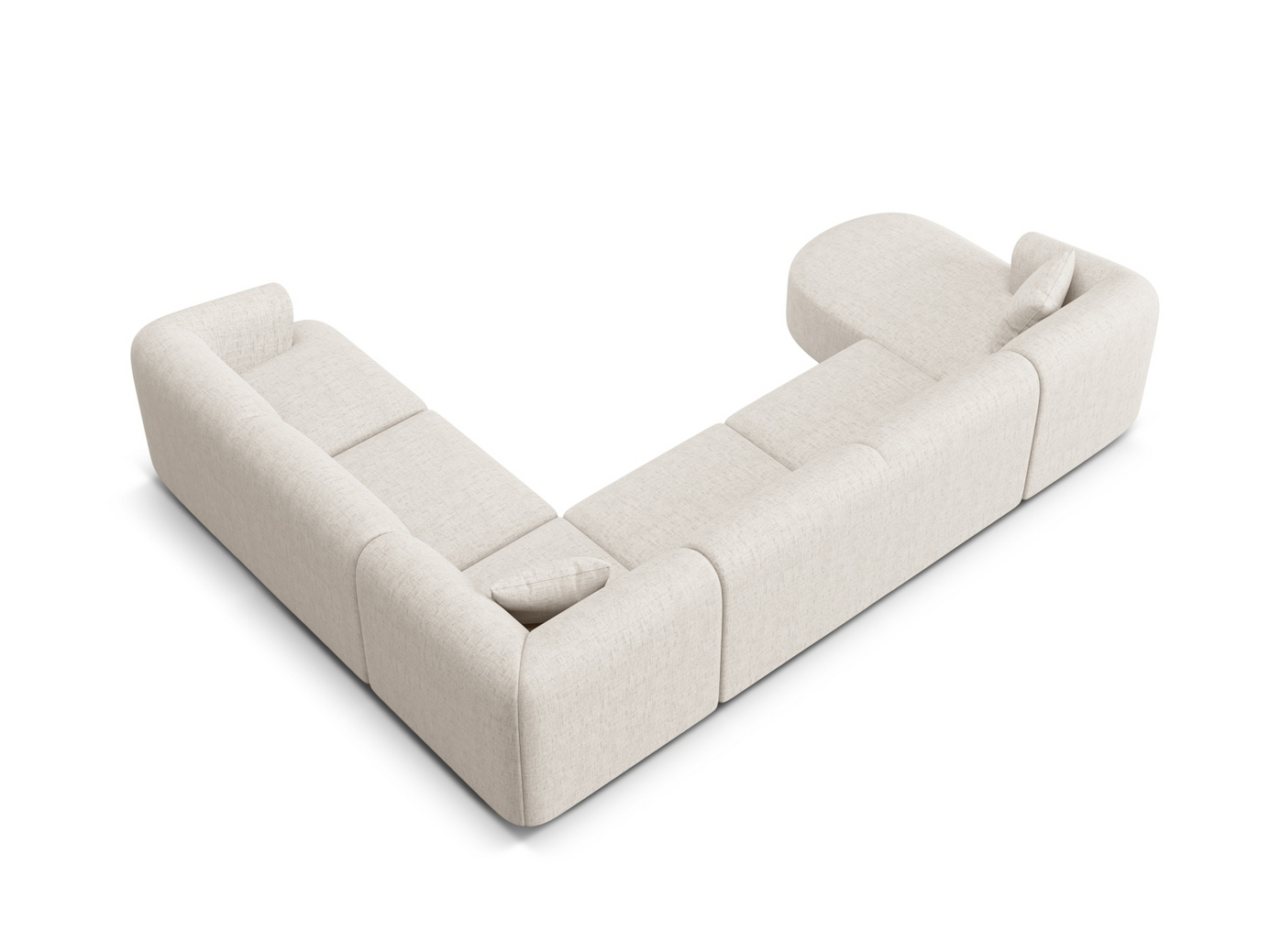 Cosmopolitan Design høyrevendt panoramamodulhjørnesofa, "Campi", 7-seter, 330 × 255 × 70 cm, Moly, svarte plastben