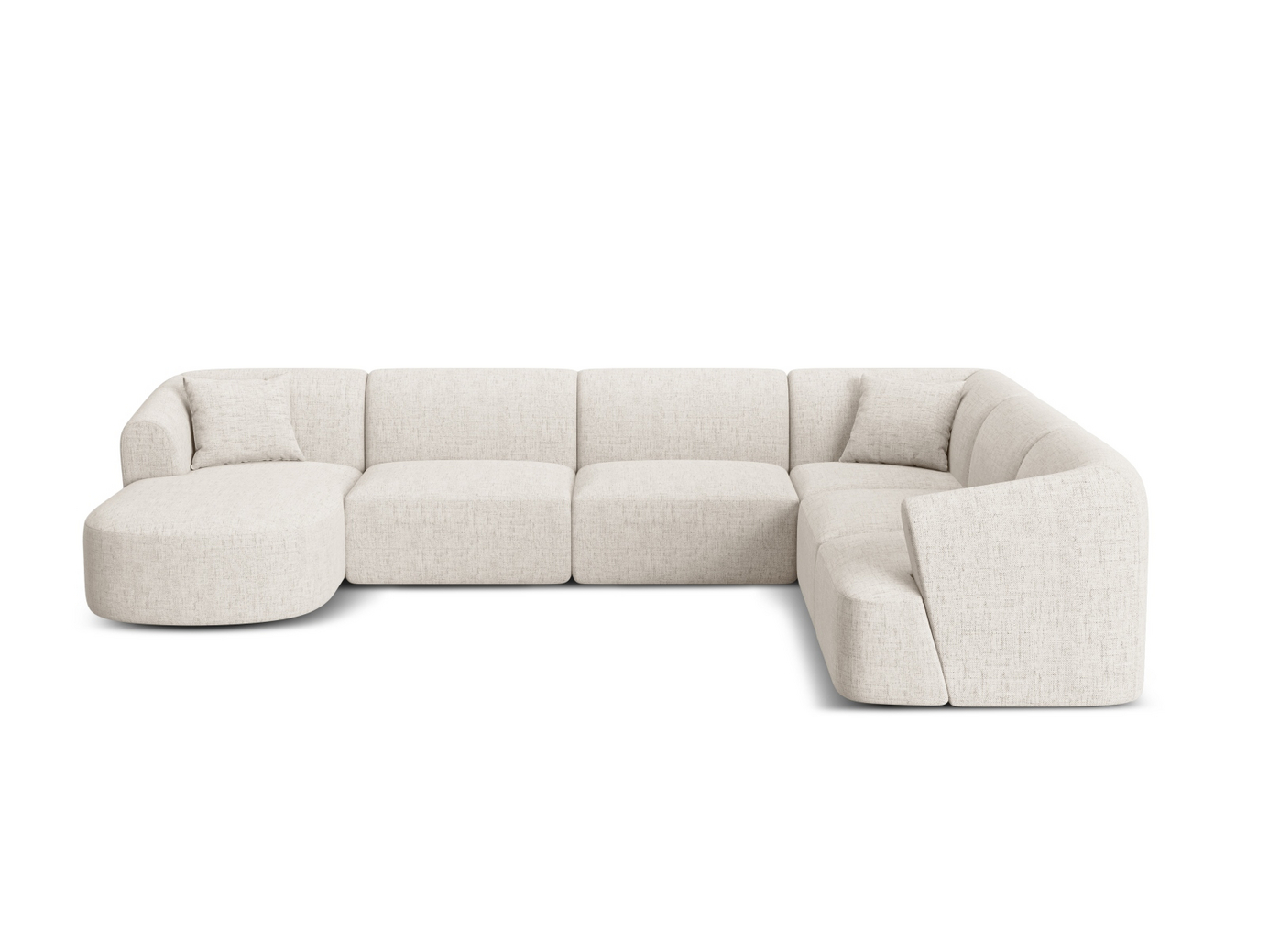 Cosmopolitan Design høyrevendt panoramamodulhjørnesofa, "Campi", 7-seter, 330 × 255 × 70 cm, Moly, svarte plastben