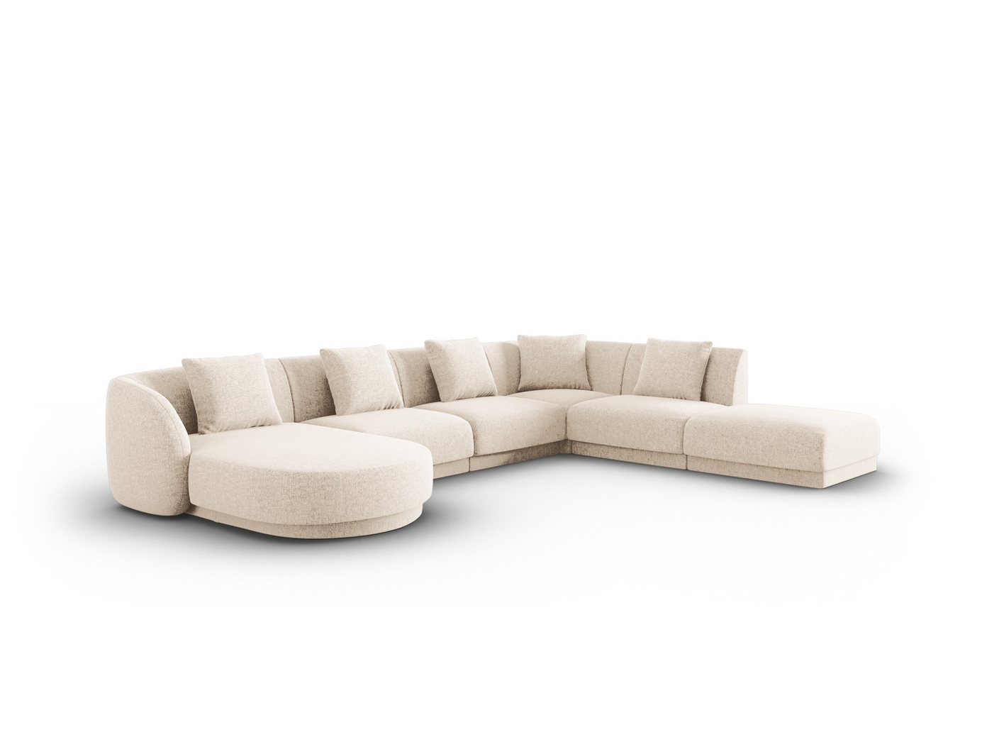 Cosmopolitan Design høyrevendt panoramahjørnesofa, "Tulum", 6-seter, 330 × 255 × 70 cm, Haga, svarte plastben