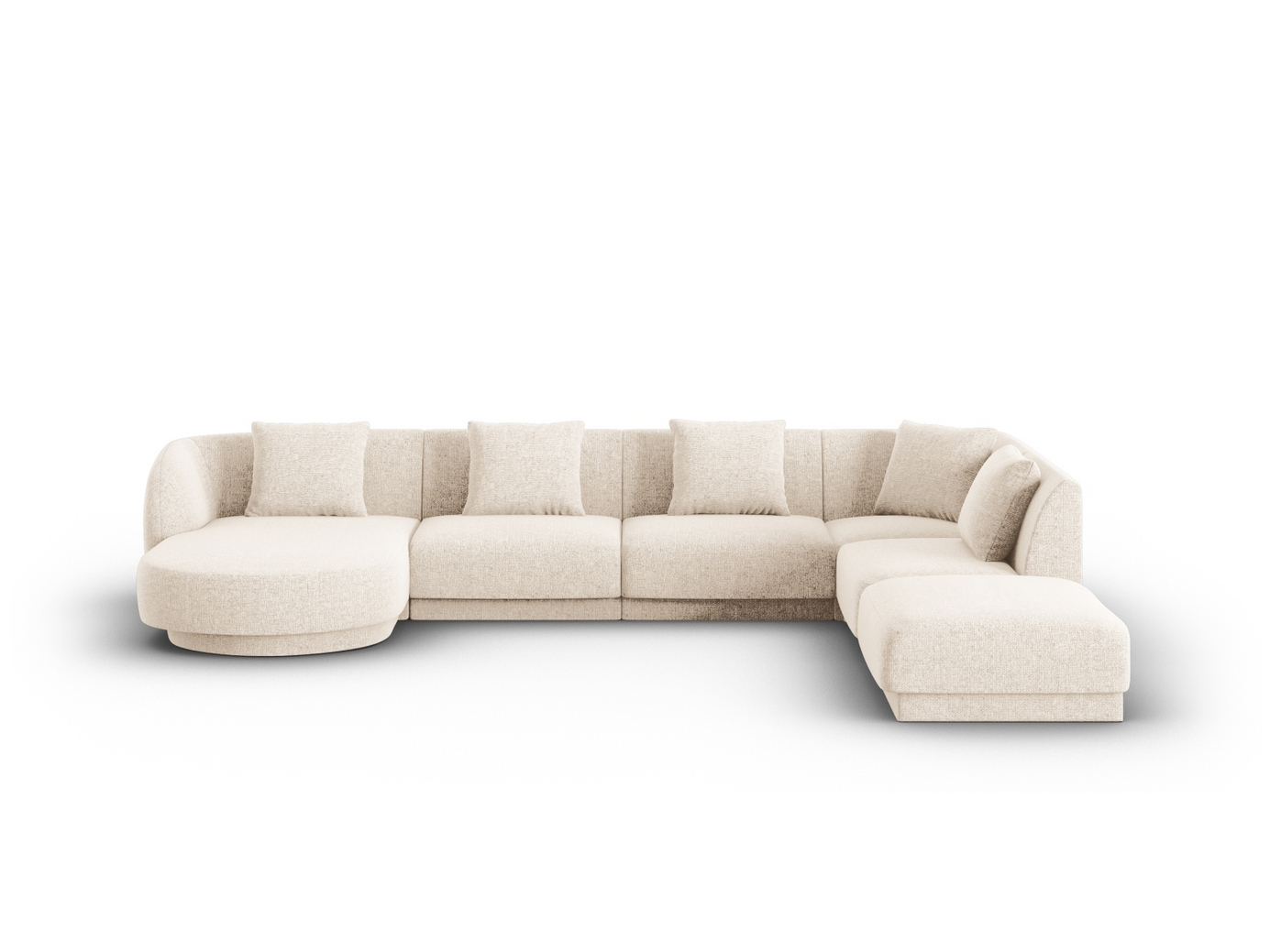 Cosmopolitan Design høyrevendt panoramahjørnesofa, "Tulum", 6-seter, 330 × 255 × 70 cm, Haga, svarte plastben