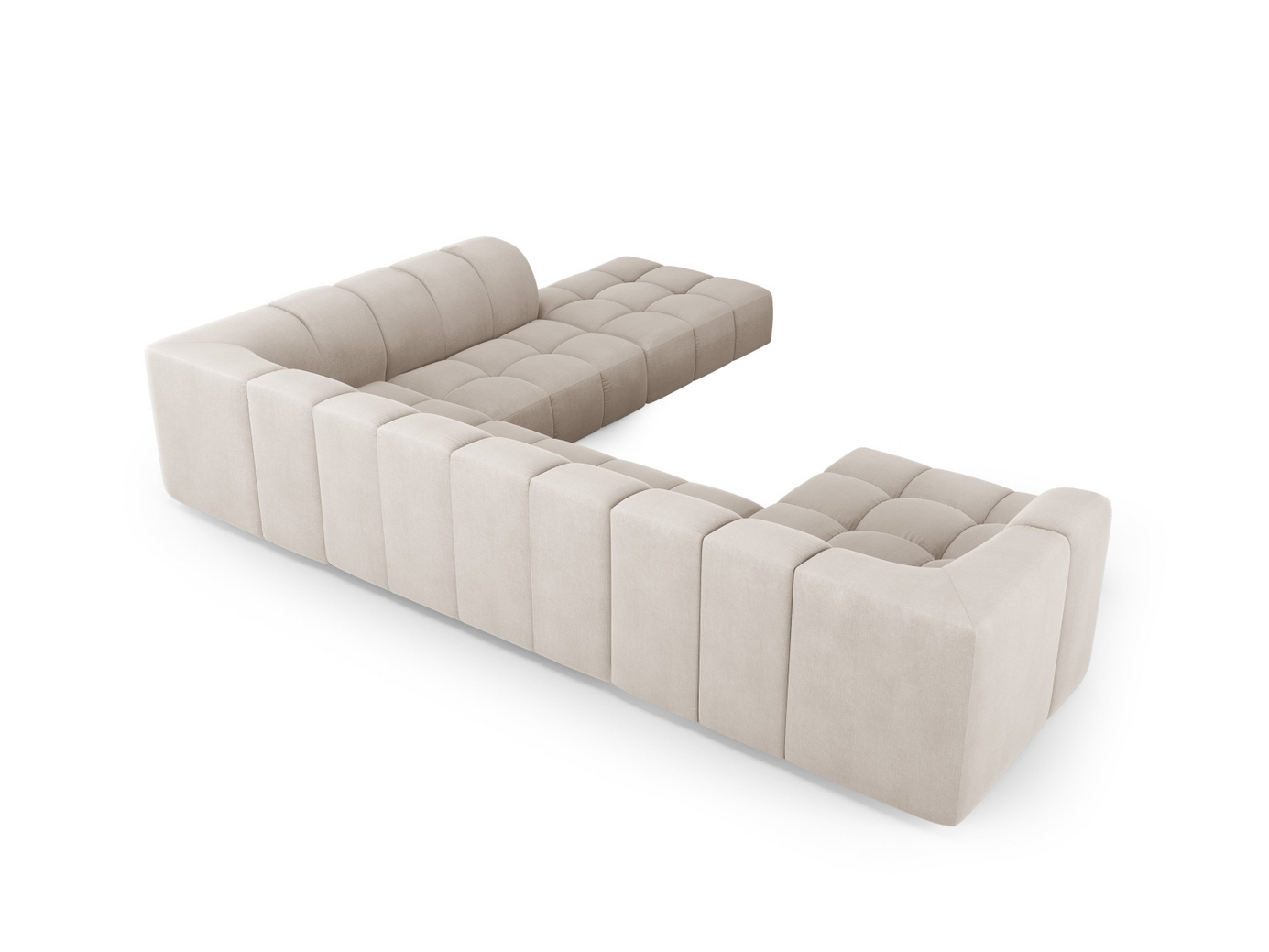Cosmopolitan Design høyrevendt panoramamodulhjørnesofa, "Moritz", 7-seter, 329 × 276 × 70 cm, Rebel, svarte plastben