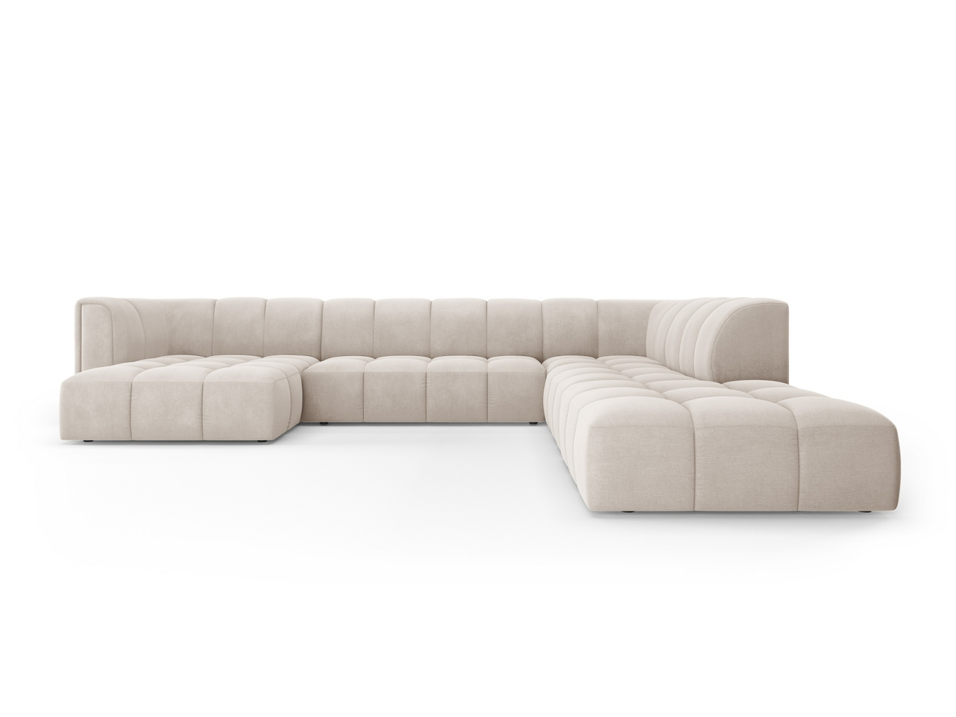 Cosmopolitan Design høyrevendt panoramamodulhjørnesofa, "Moritz", 7-seter, 329 × 276 × 70 cm, Rebel, svarte plastben