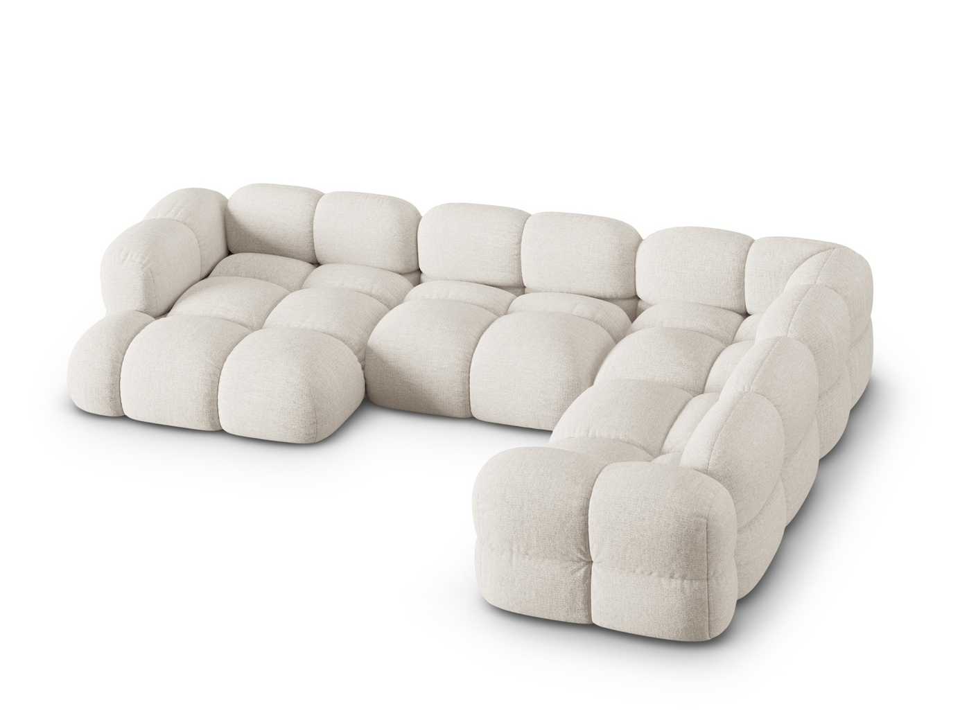 Cosmopolitan Design høyrevendt panoramahjørnesofa, "Loretto", 5-seter, 345 × 250 × 68 cm, Sorella, svarte plastben