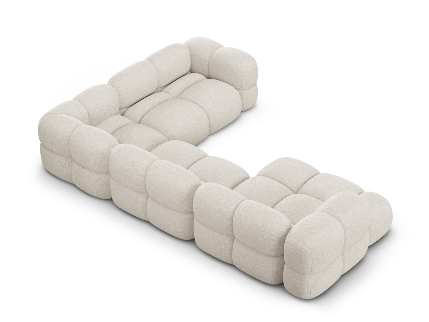 Cosmopolitan Design høyrevendt panoramahjørnesofa, "Loretto", 5-seter, 345 × 250 × 68 cm, Sorella, svarte plastben