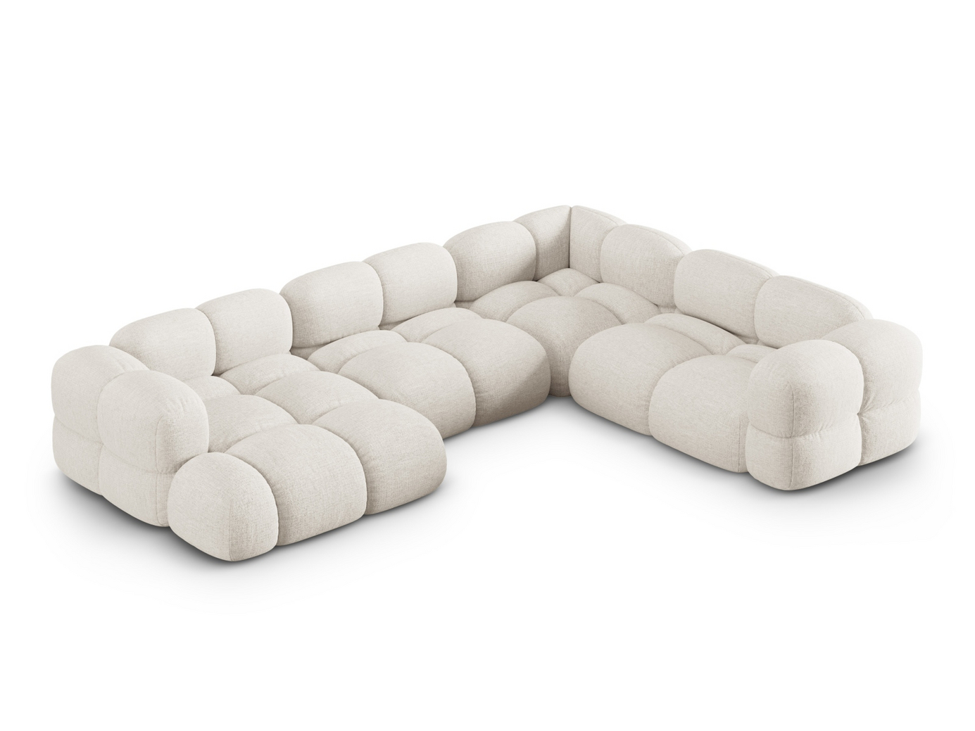 Cosmopolitan Design høyrevendt panoramahjørnesofa, "Loretto", 5-seter, 345 × 250 × 68 cm, Sorella, svarte plastben