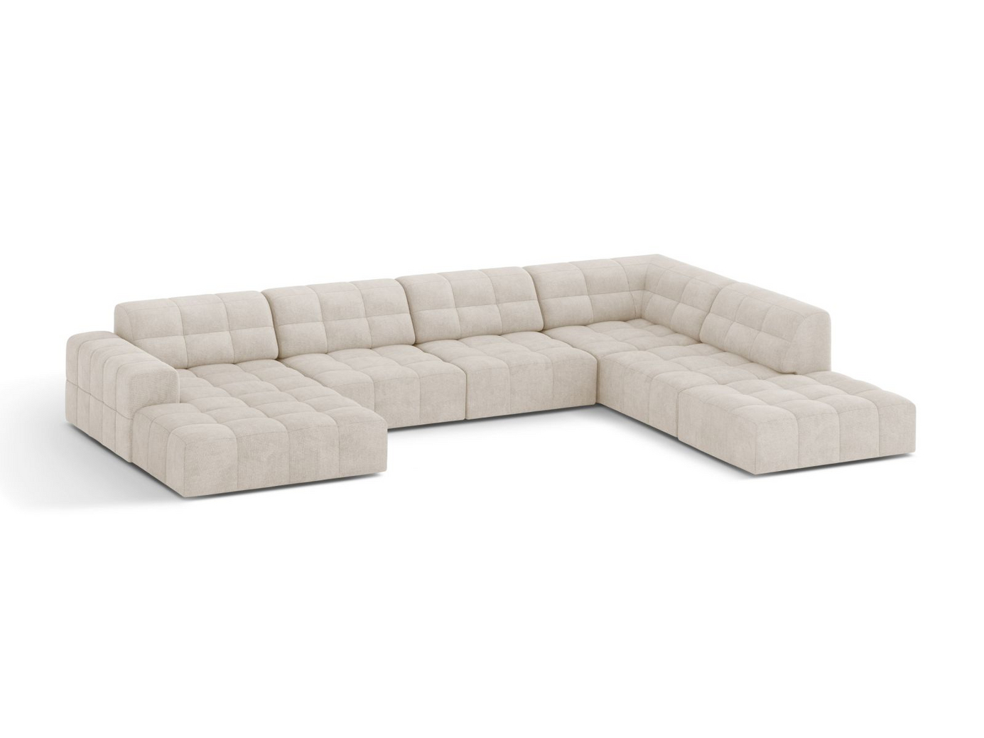 Cosmopolitan Design høyrevendt panoramahjørnesofa, "Chicago", 7-seter, 375 × 263 × 78 cm, Eden 10, svarte plastben
