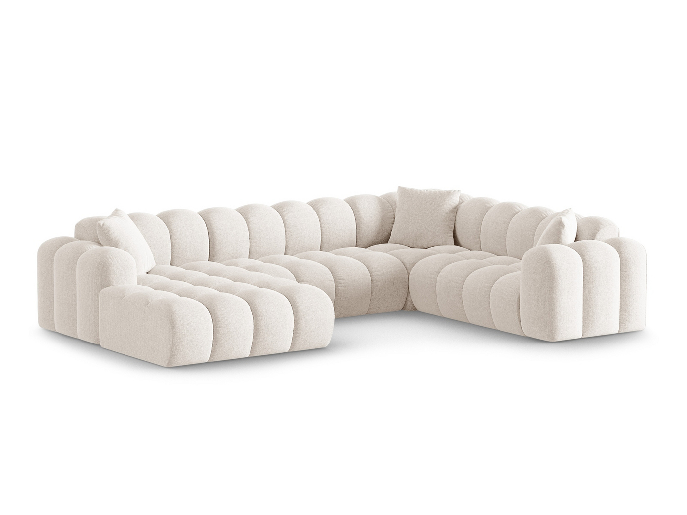 Cosmopolitan Design høyrevendt panoramahjørnesofa, "Treno", 4-seter, 330 × 240 × 70 cm, Eden 10, svarte plastben