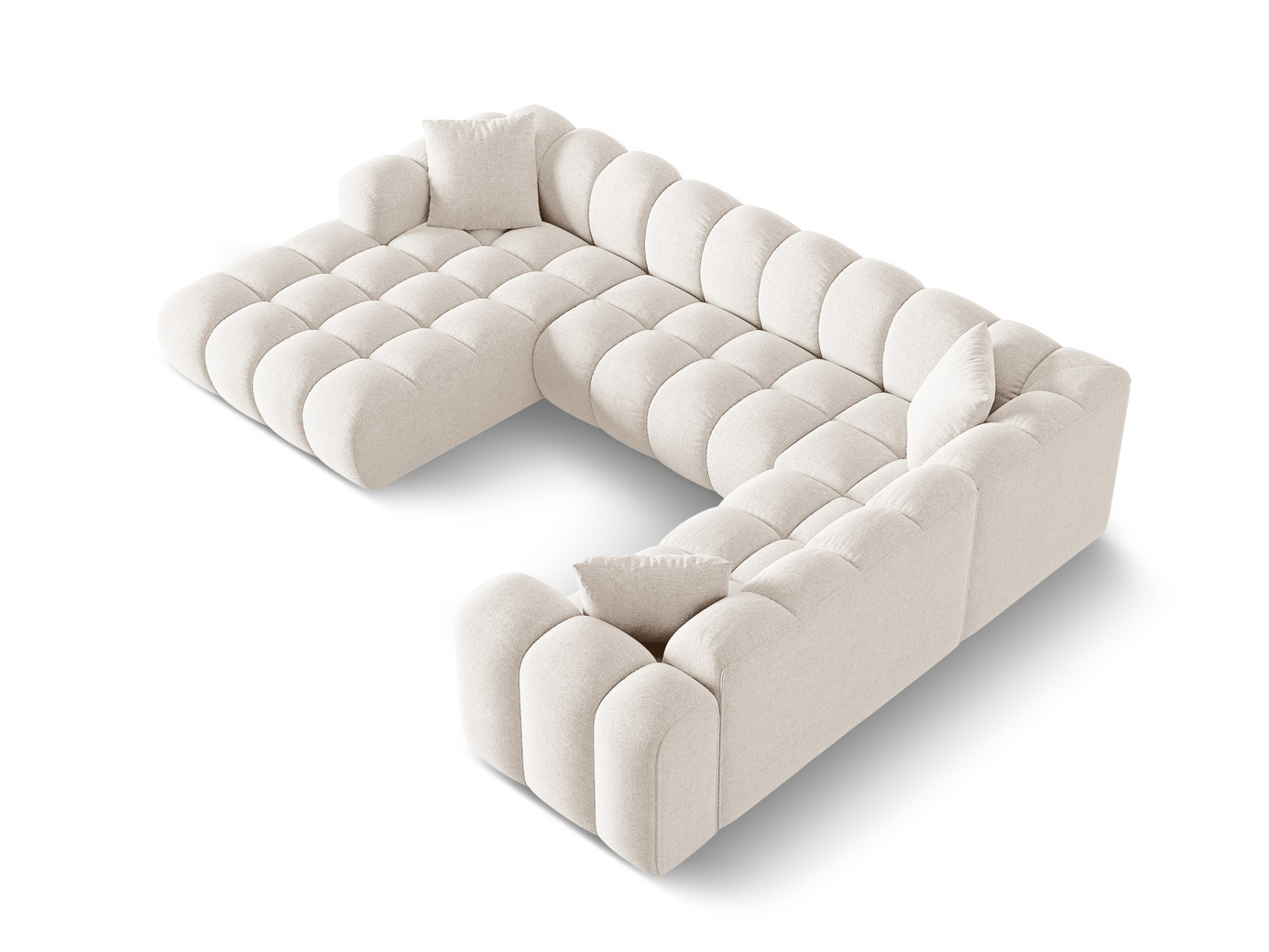Cosmopolitan Design høyrevendt panoramahjørnesofa, "Treno", 4-seter, 330 × 240 × 70 cm, Eden 10, svarte plastben