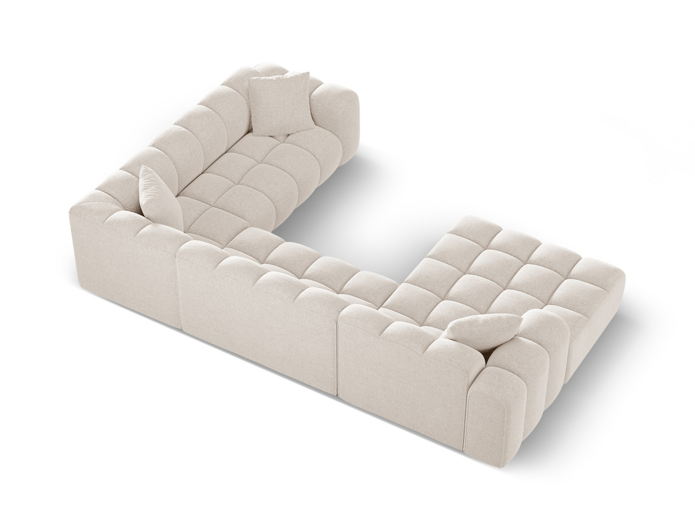 Cosmopolitan Design høyrevendt panoramahjørnesofa, "Treno", 4-seter, 330 × 240 × 70 cm, Eden 10, svarte plastben
