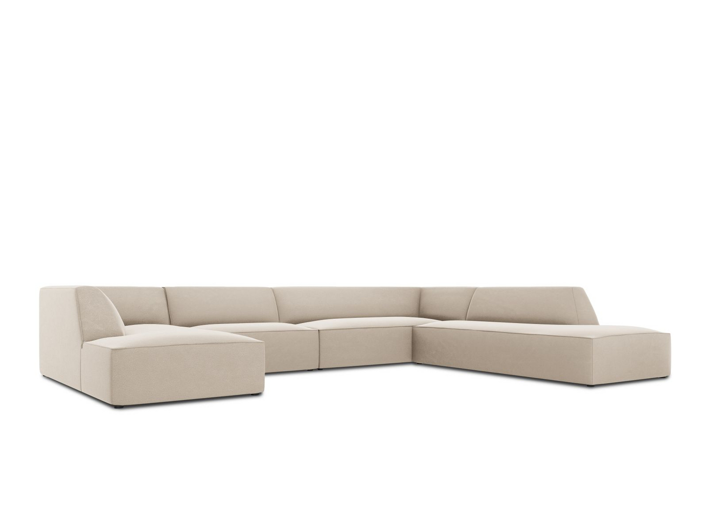 Cosmopolitan Design høyrevendt fløyelspanoramahjørnesofa, "Siena", 7-seter, 366 × 273 × 69 cm, Salvador, svarte plastben, Variant UR_44