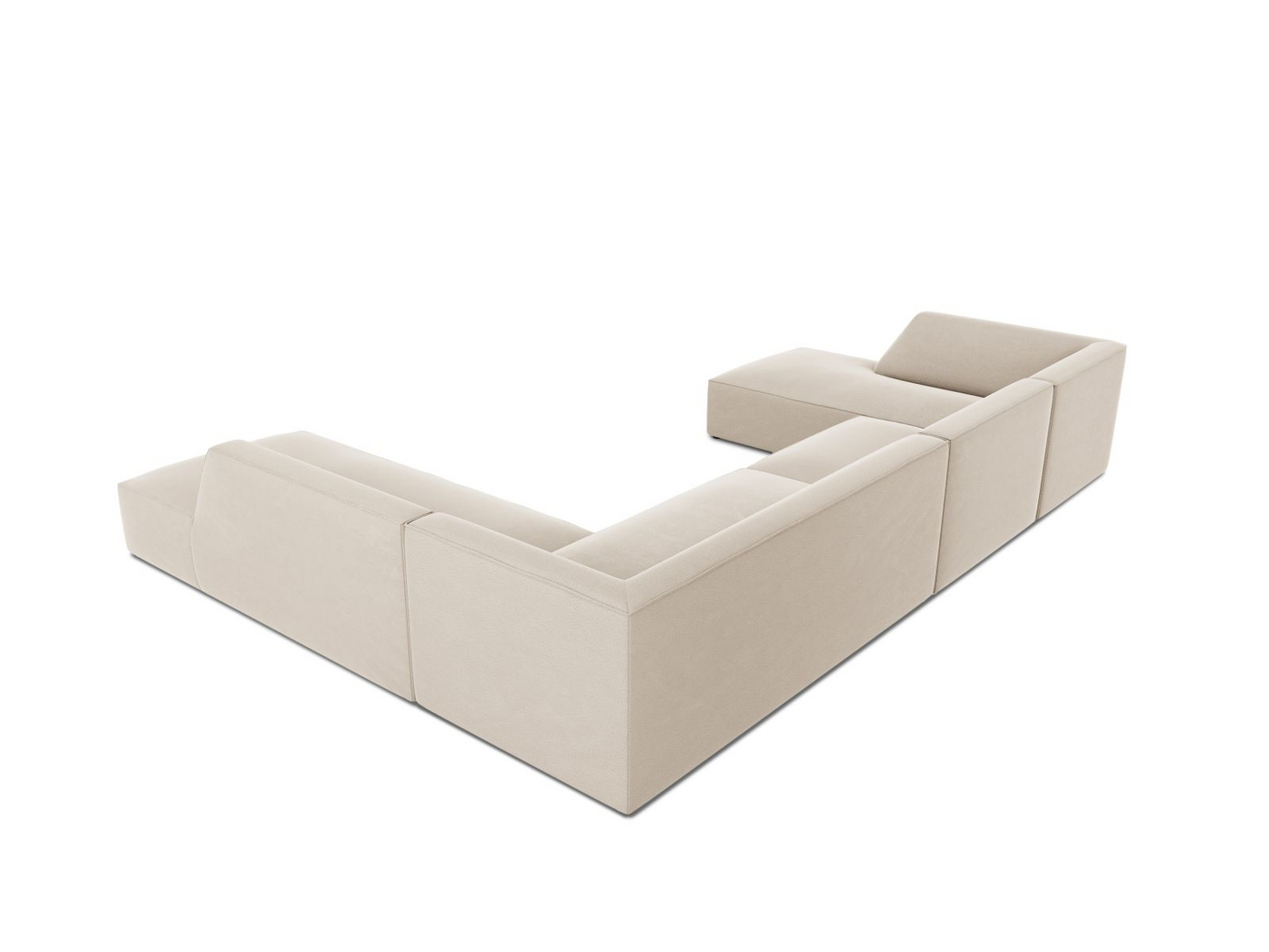 Cosmopolitan Design høyrevendt fløyelspanoramahjørnesofa, "Siena", 7-seter, 366 × 273 × 69 cm, Salvador, svarte plastben, Variant UR_44