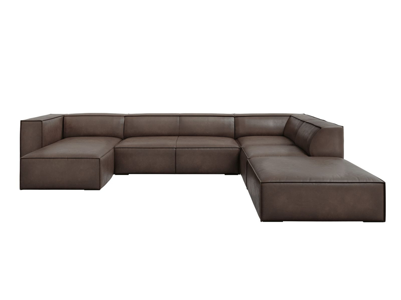 Cosmopolitan Design høyrevendt ekte skinn panoramahjørnesofa, 