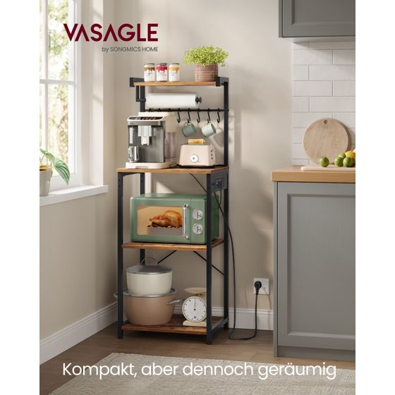 Vasagle kjøkkenhylle, 4 nivåer, justerbar, 40 × 45 × 140 cm, KKS013