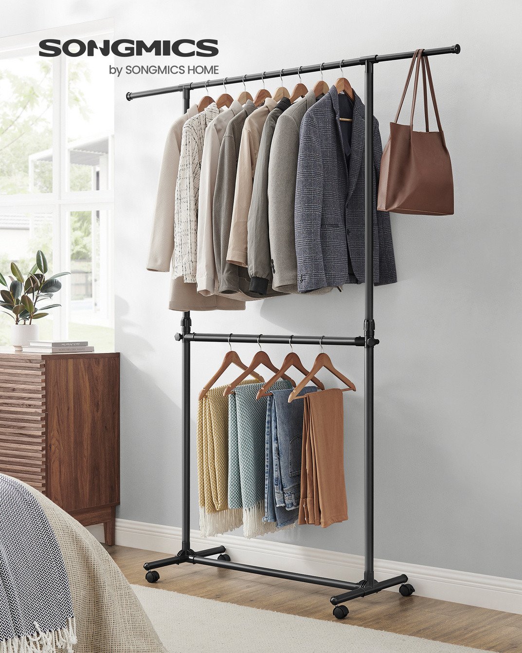 SONGMICS klesstativ, med hjul, justerbar, LLR401YC
