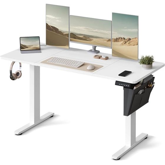 Songmics elektrisk hev- og senk-skrivebord, 60 × 140 × 72–120 cm, LSD134