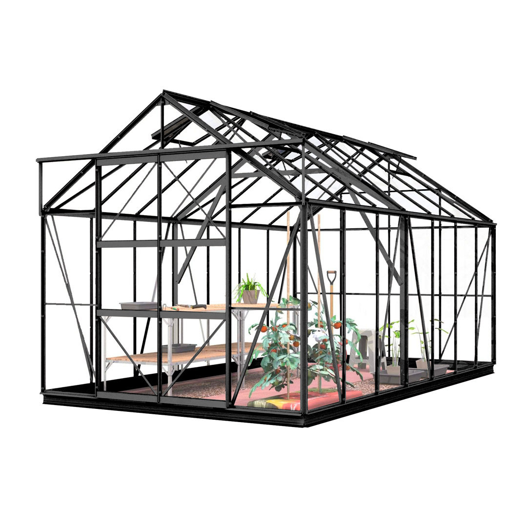 Lykke Kasvihuone Hybrid 11,3m2 black | Kasvihuoneet