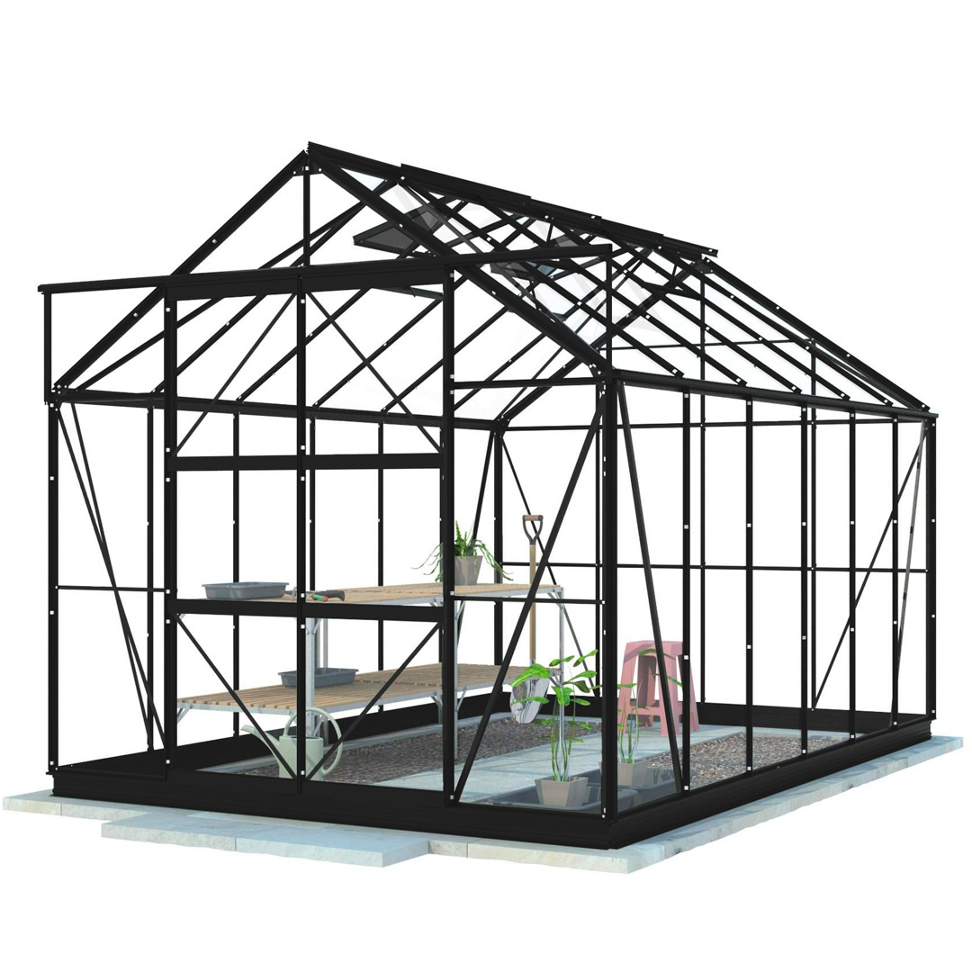 Lykke Drivhus Hybrid 9,7m2, svart