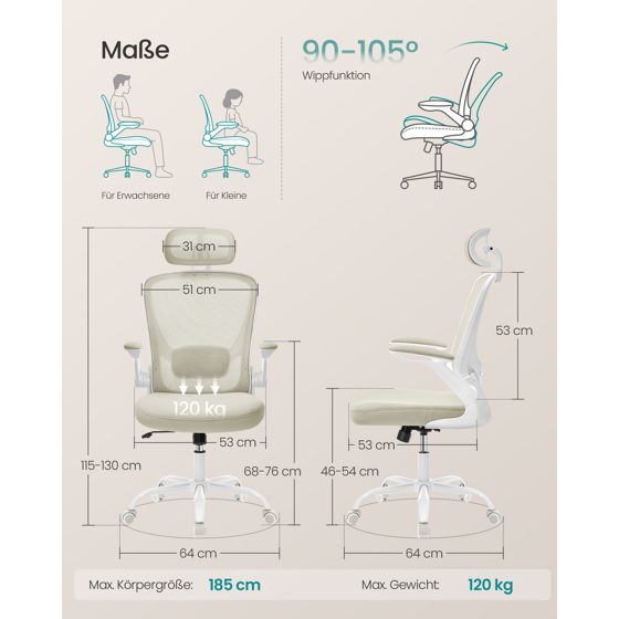 Songmics ergonomisk kontorstol, OBN047