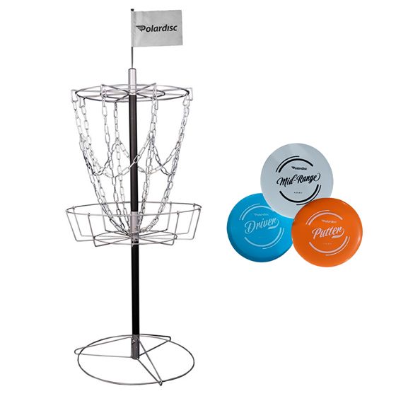 Polardisc Starter Sett med Disc Golf Kurv